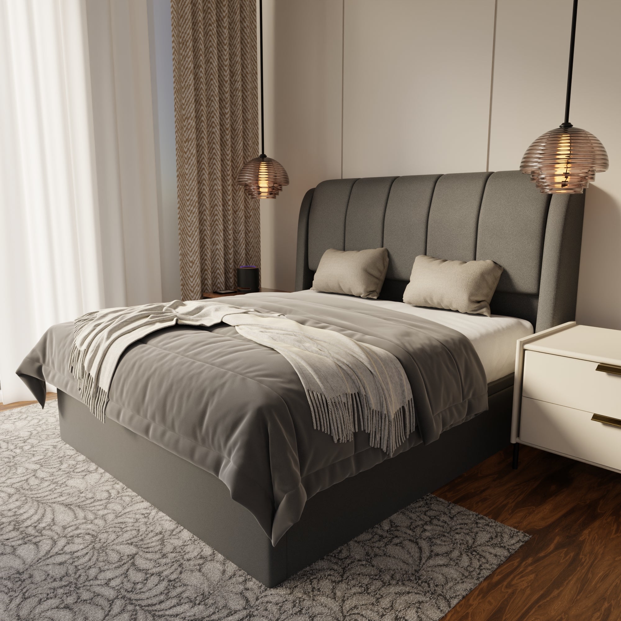 Brinley Fabric Storage Bed Frame (Water Repellent & Pet Friendly) by Somnuz