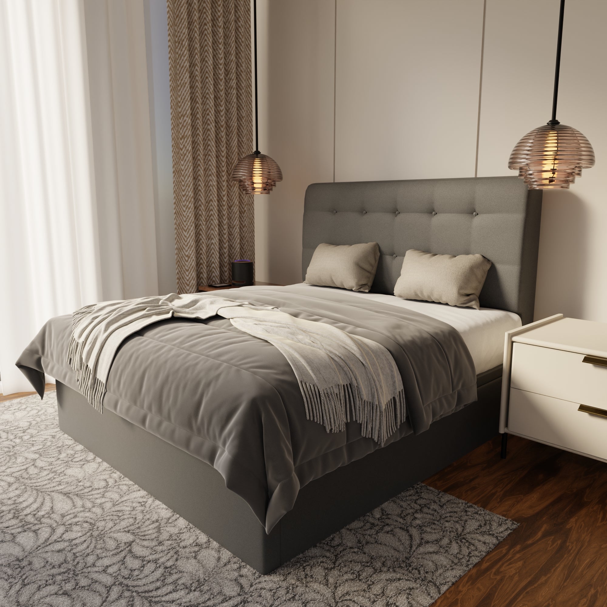 Endora Fabric Storage Bed Frame (Water Repellent & Pet Friendly) by Somnuz