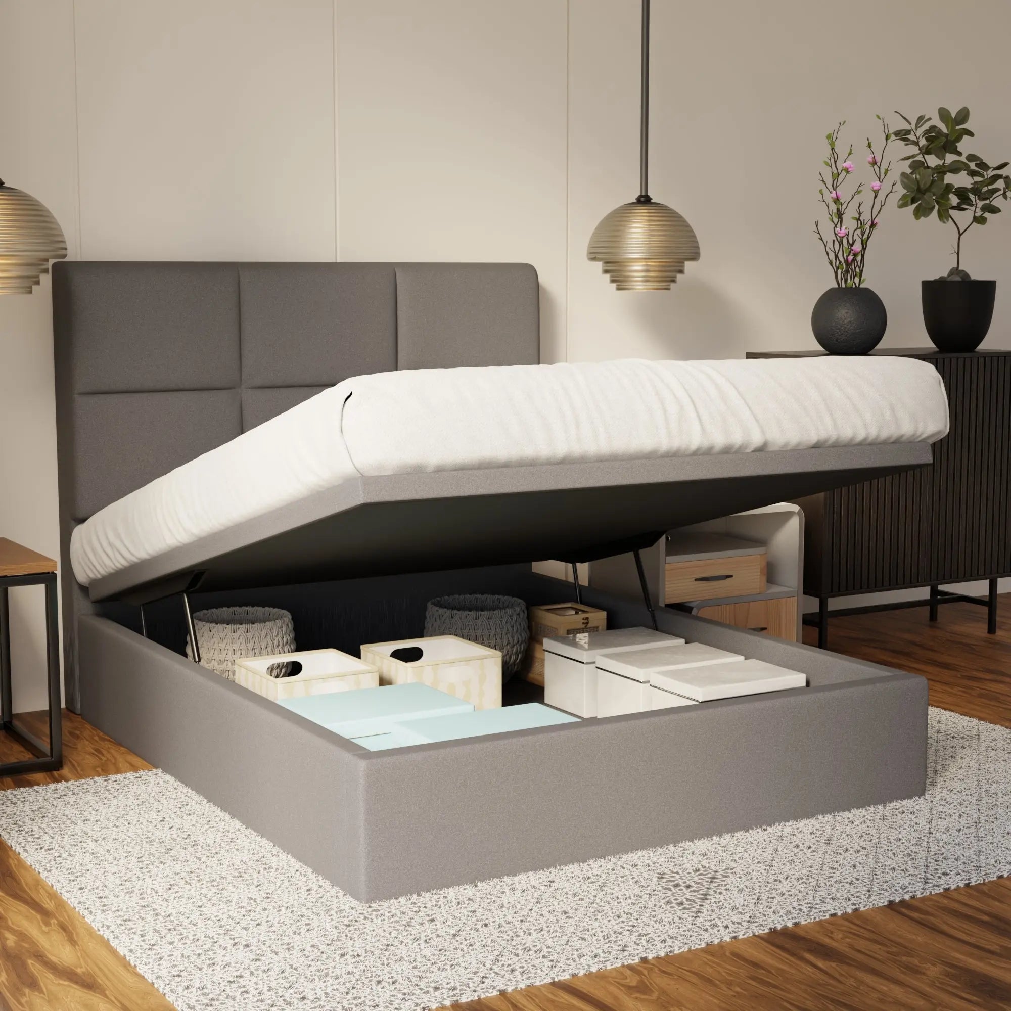 Caspian Fabric Storage Bed Frame (Water Repellent & Pet Friendly) SSE