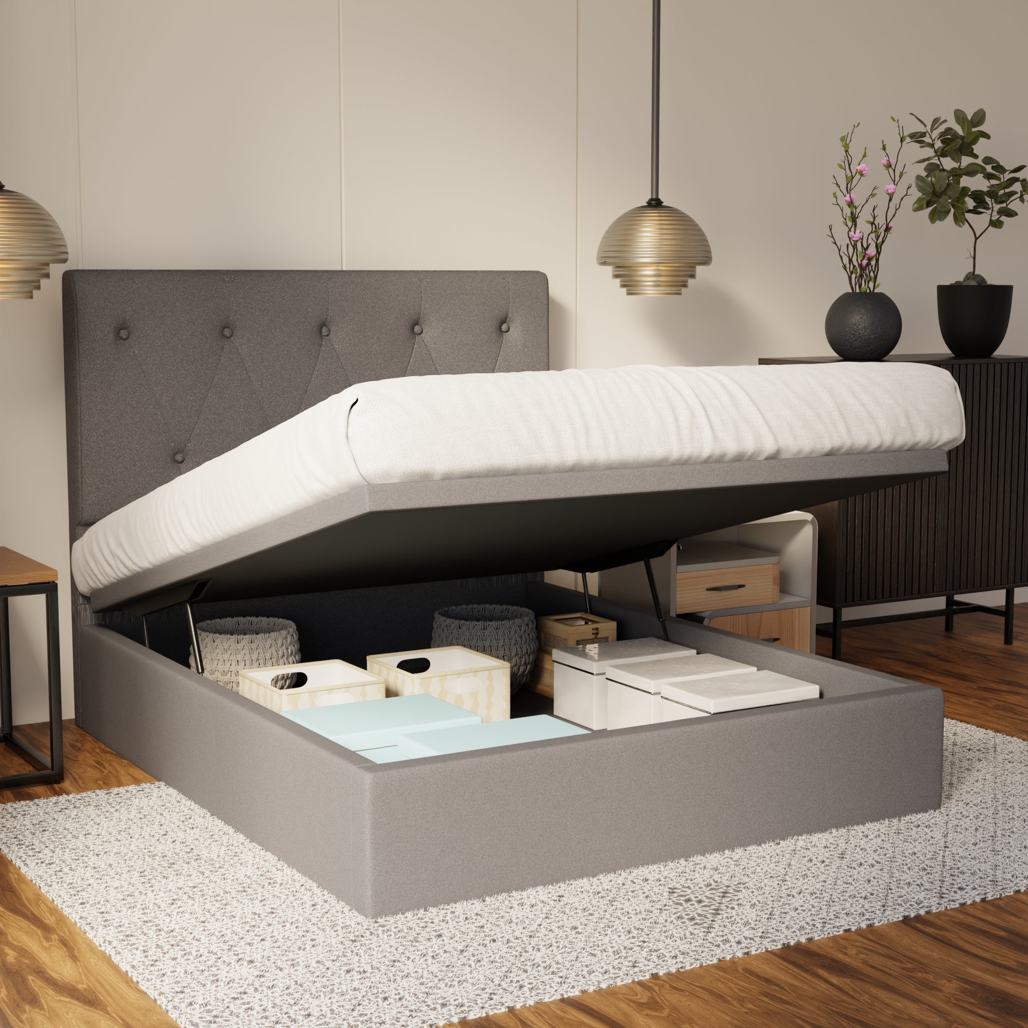 Valen Fabric Storage Bed Frame (Water Repellent & Pet Friendly) By Somnuz SSE