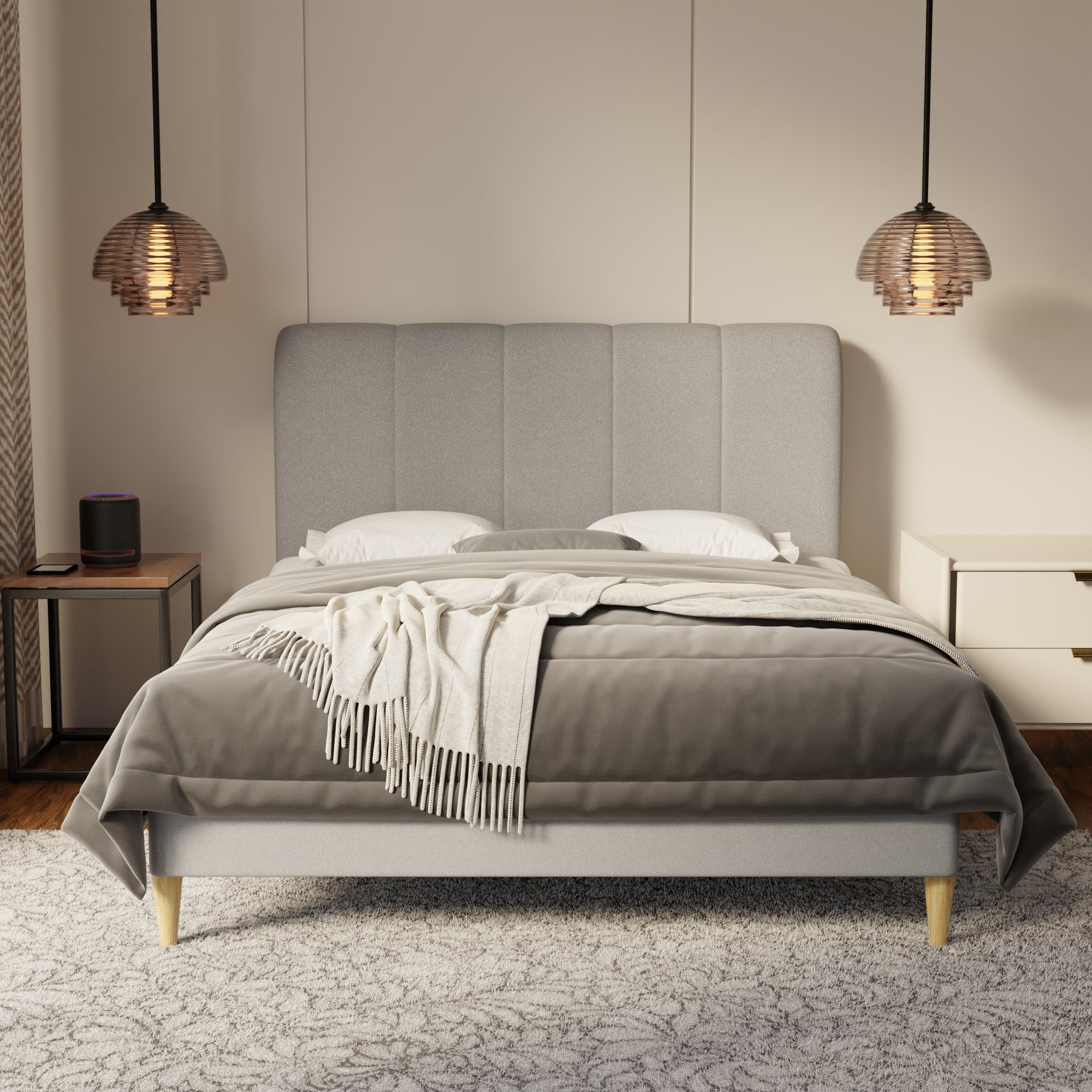 Caldrin Fabric Bed Frame (Water Repellent & Pet friendly) by Somnuz