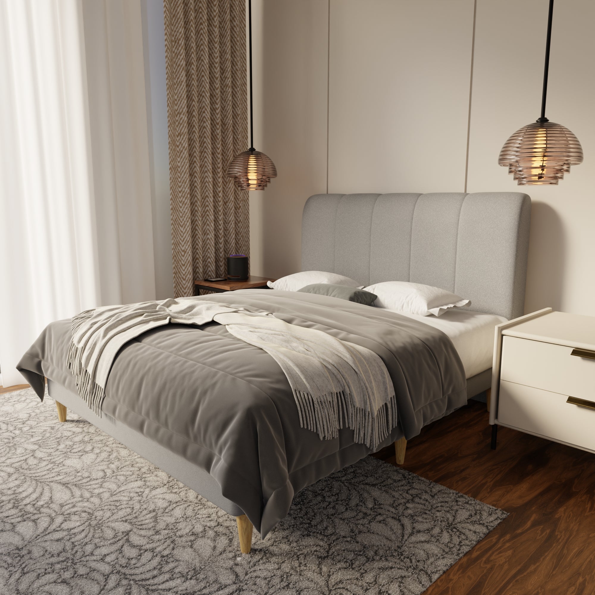 Caldrin Fabric Bed Frame (Water Repellent & Pet friendly) by Somnuz