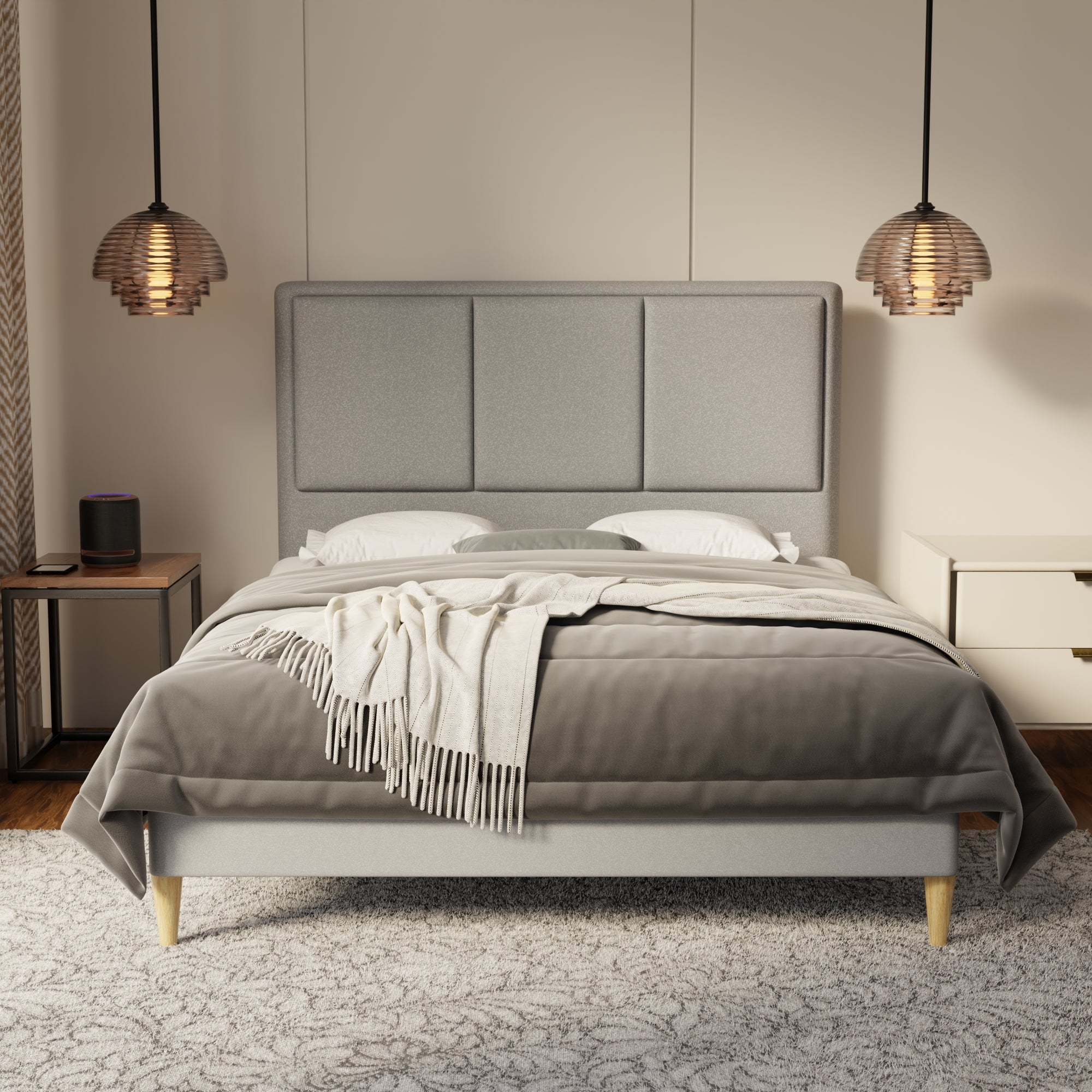 Velmira Fabric Bed Frame (Water Repellent & Pet friendly) by Somnuz