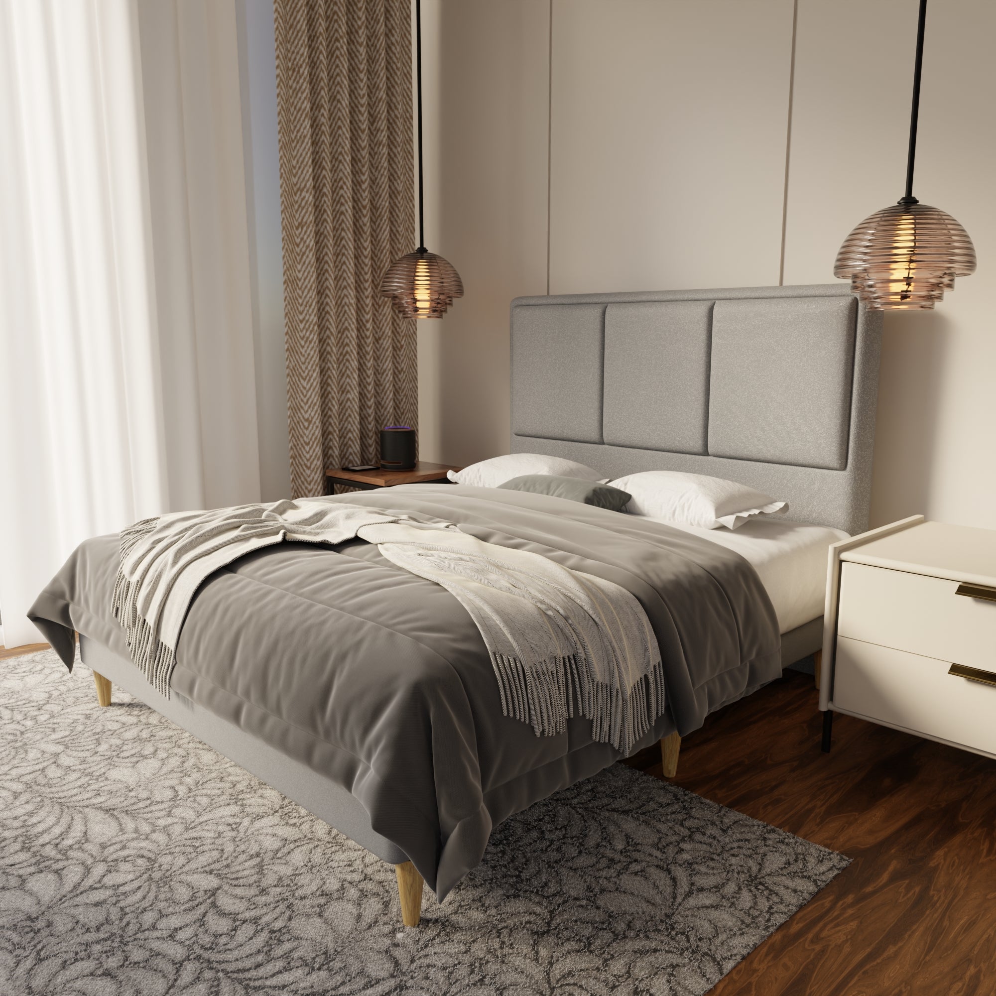 Velmira Fabric Bed Frame (Water Repellent & Pet friendly) by Somnuz