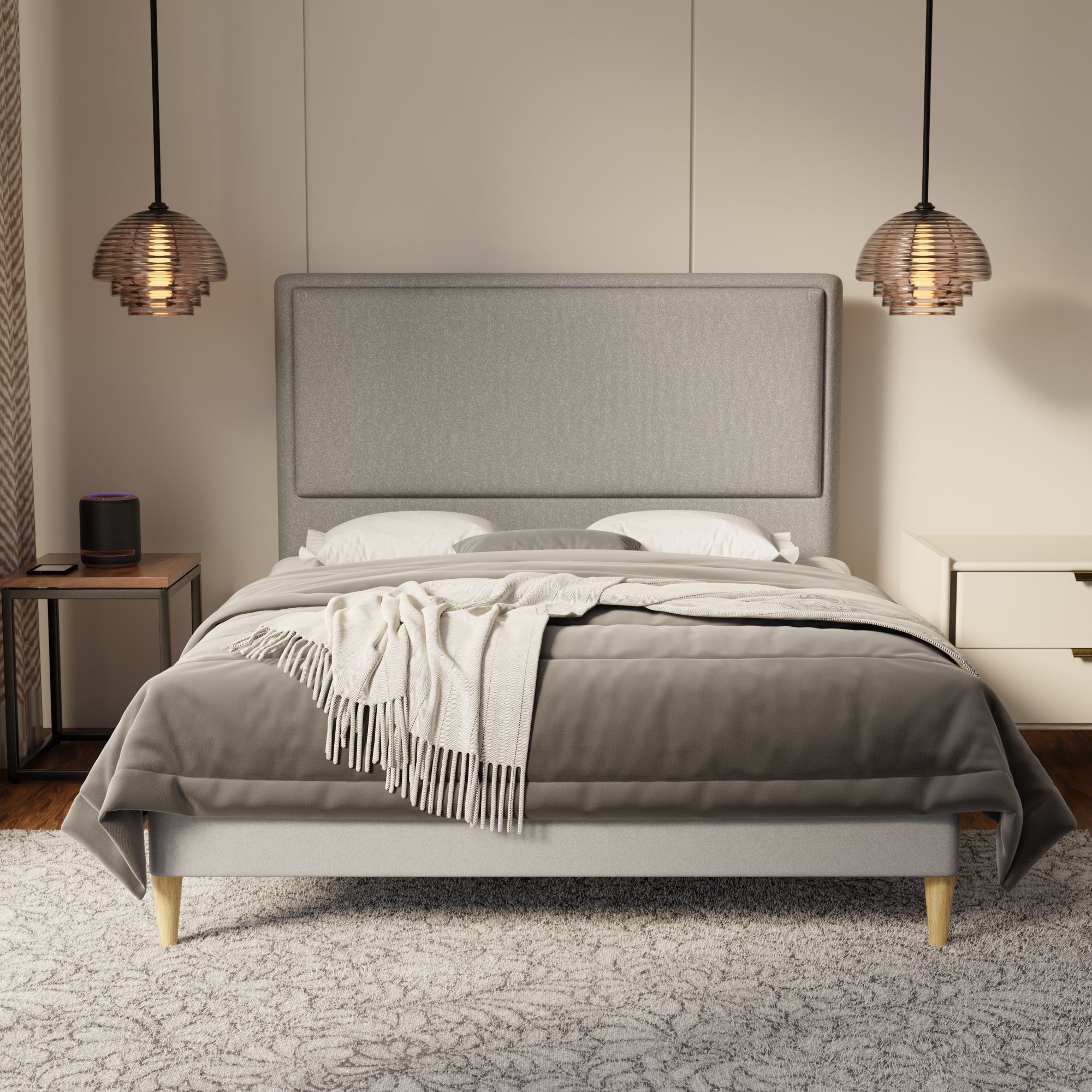 Shiro Fabric Bed Frame (Water Repellent & Pet friendly) by Somnuz