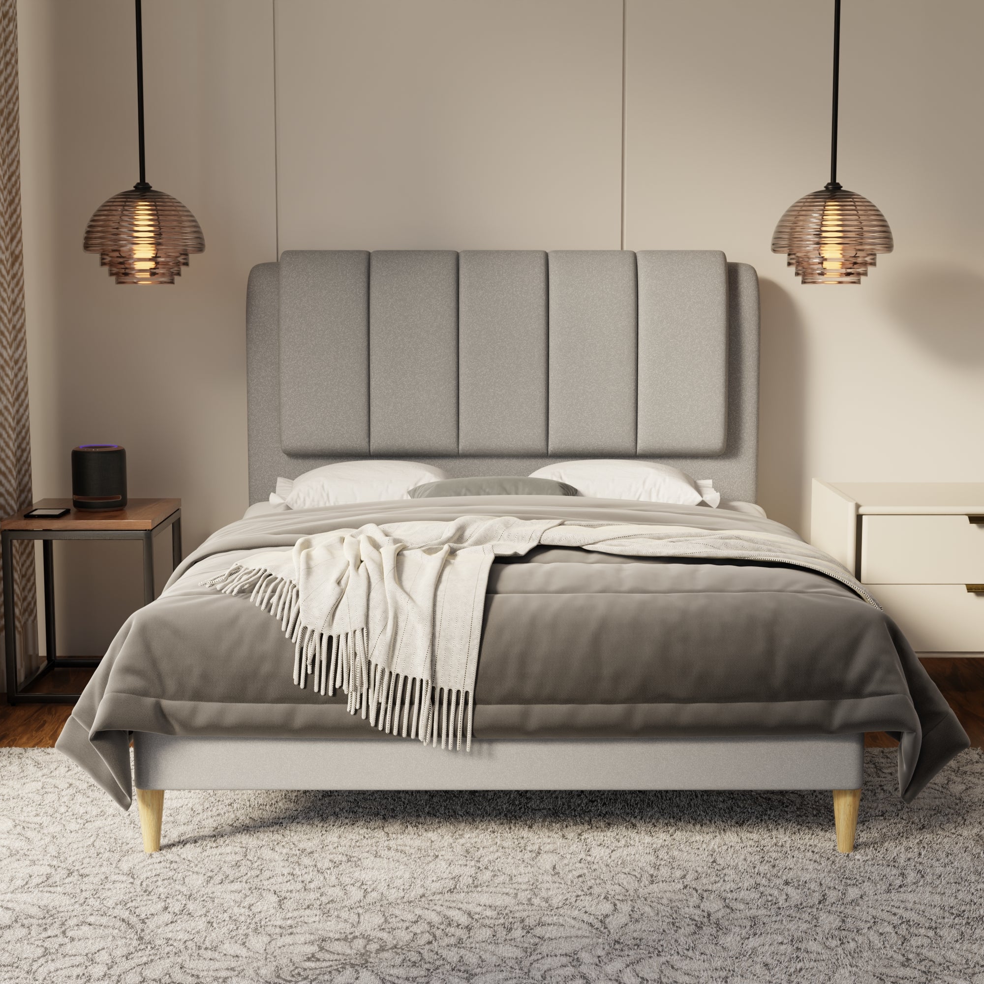 Asteron Fabric Bed Frame (Water Repellent & Pet friendly) by Somnuz