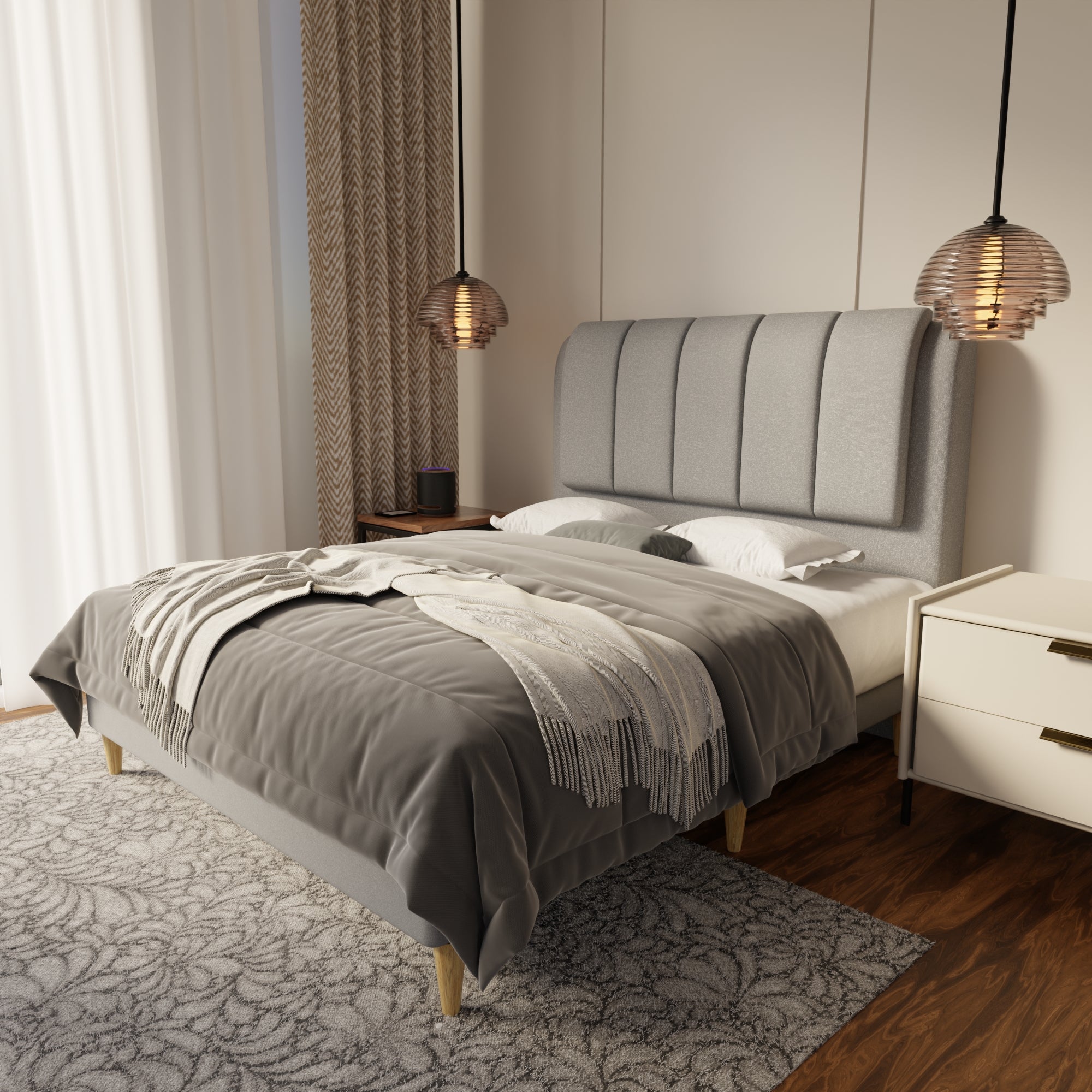 Asteron Fabric Bed Frame (Water Repellent & Pet friendly) by Somnuz