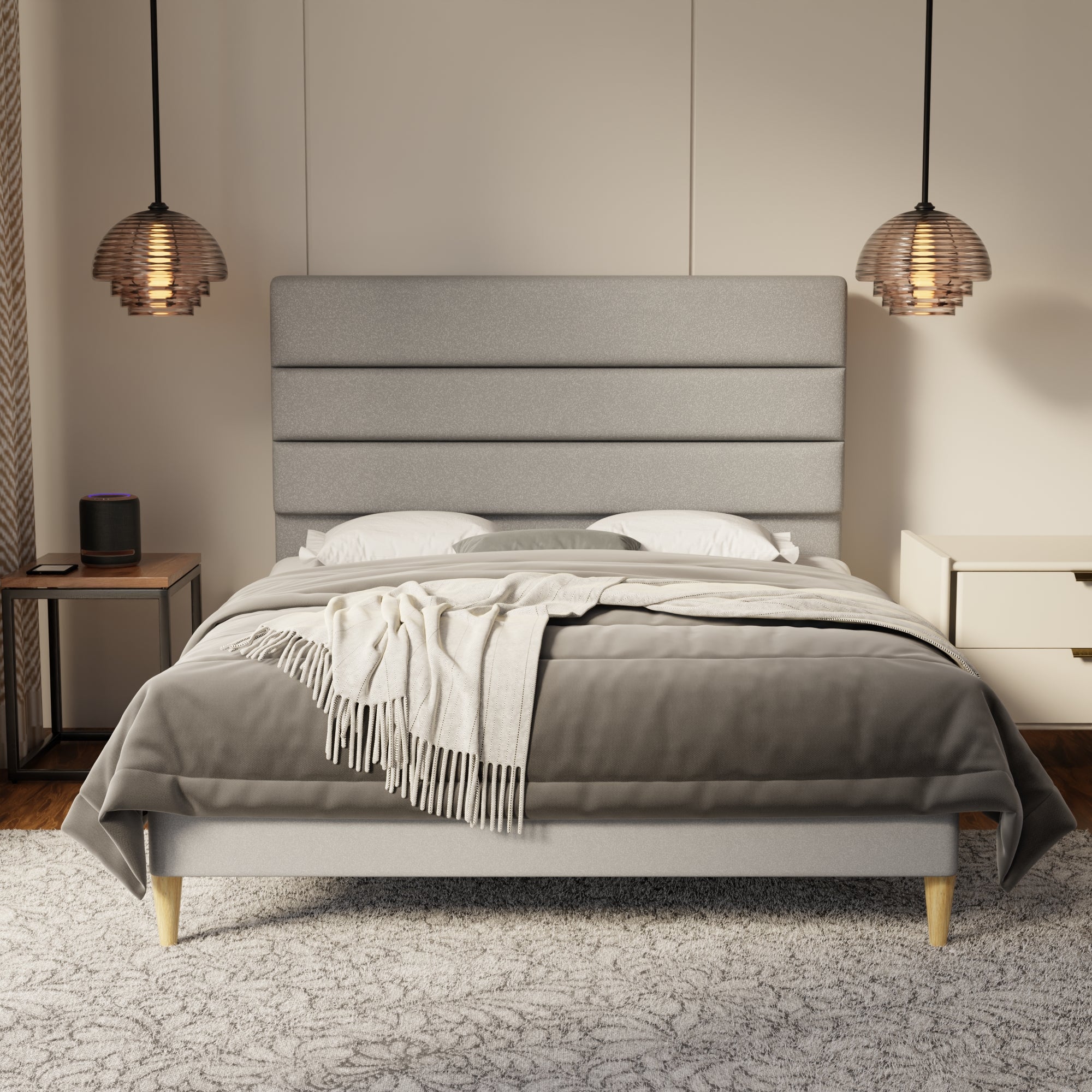 Corlune Fabric Bed Frame (Water Repellent & Pet friendly) by Somnuz