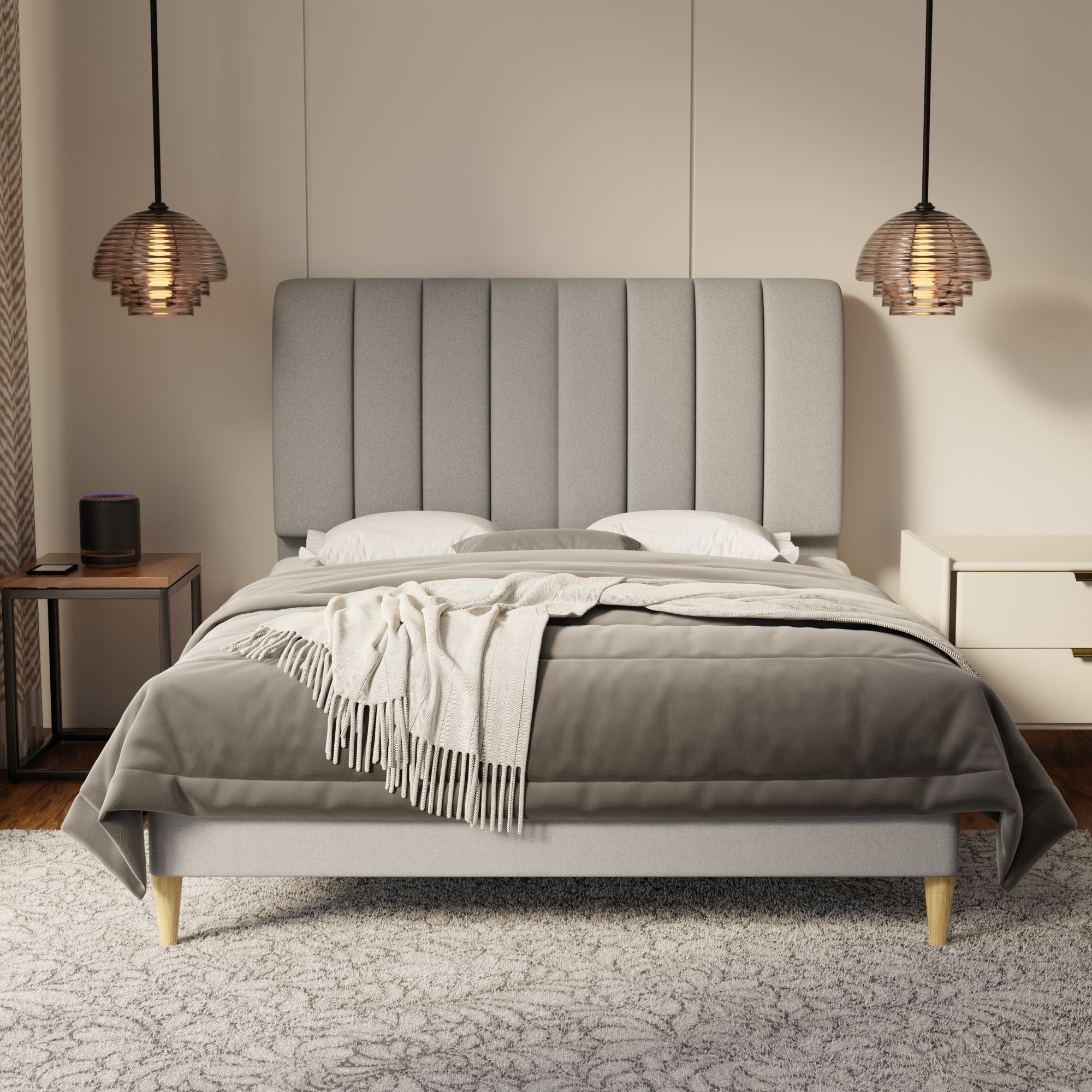 Trevino Fabric Bed Frame (Water Repellent & Pet friendly) by Somnuz
