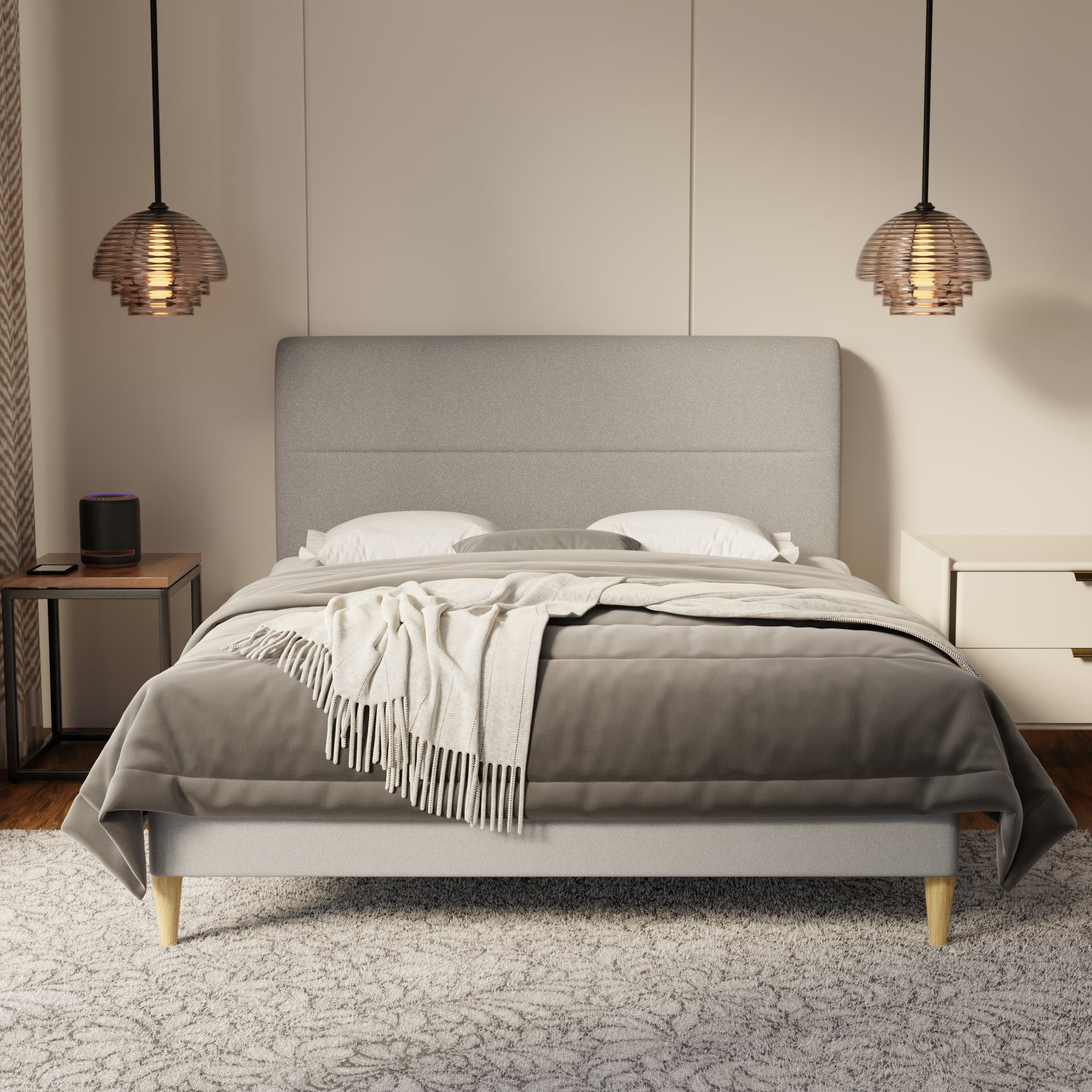 Lysara Fabric Bed Frame (Water Repellent & Pet friendly) by Somnuz