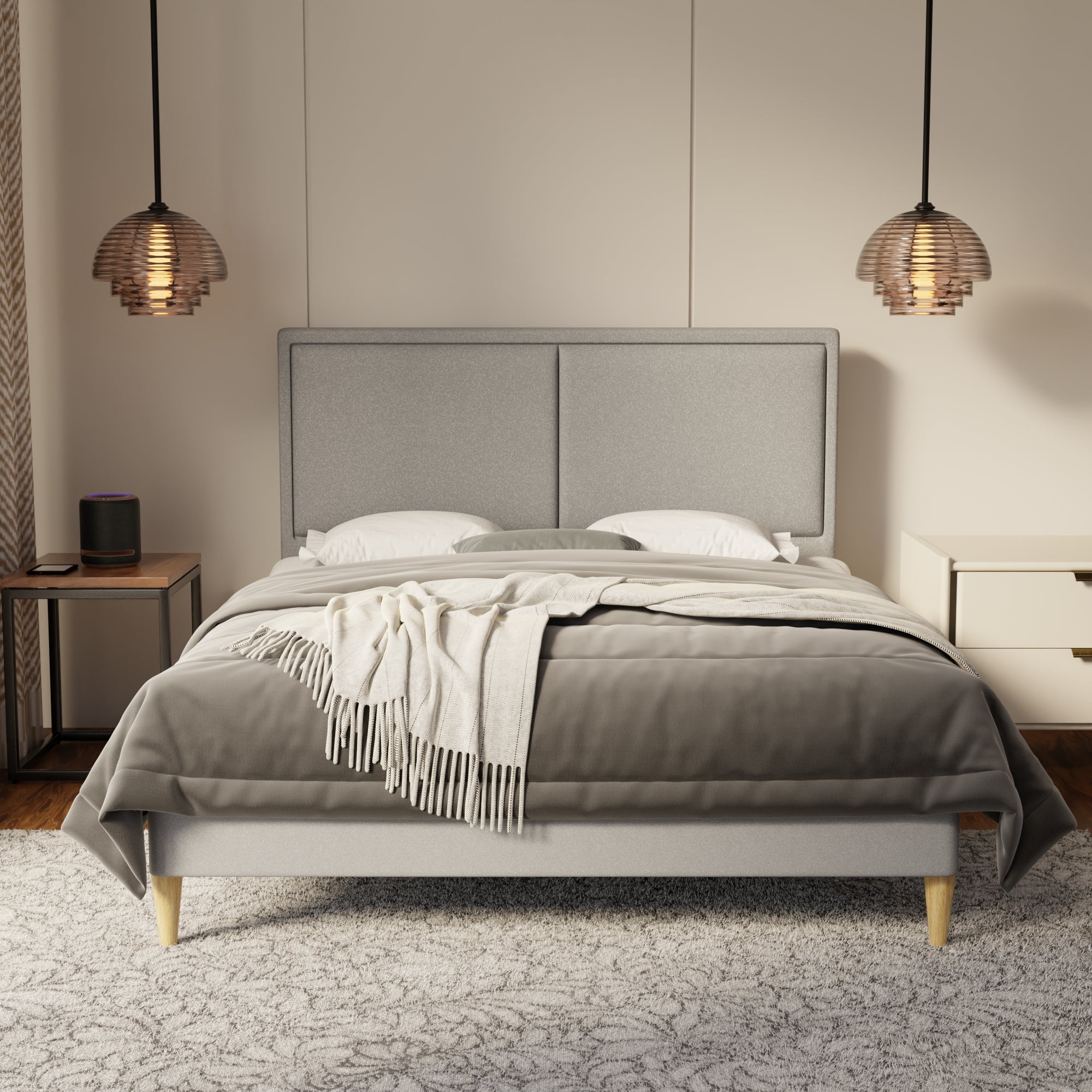 Bravelle Fabric Bed Frame (Water Repellent & Pet friendly) by Somnuz