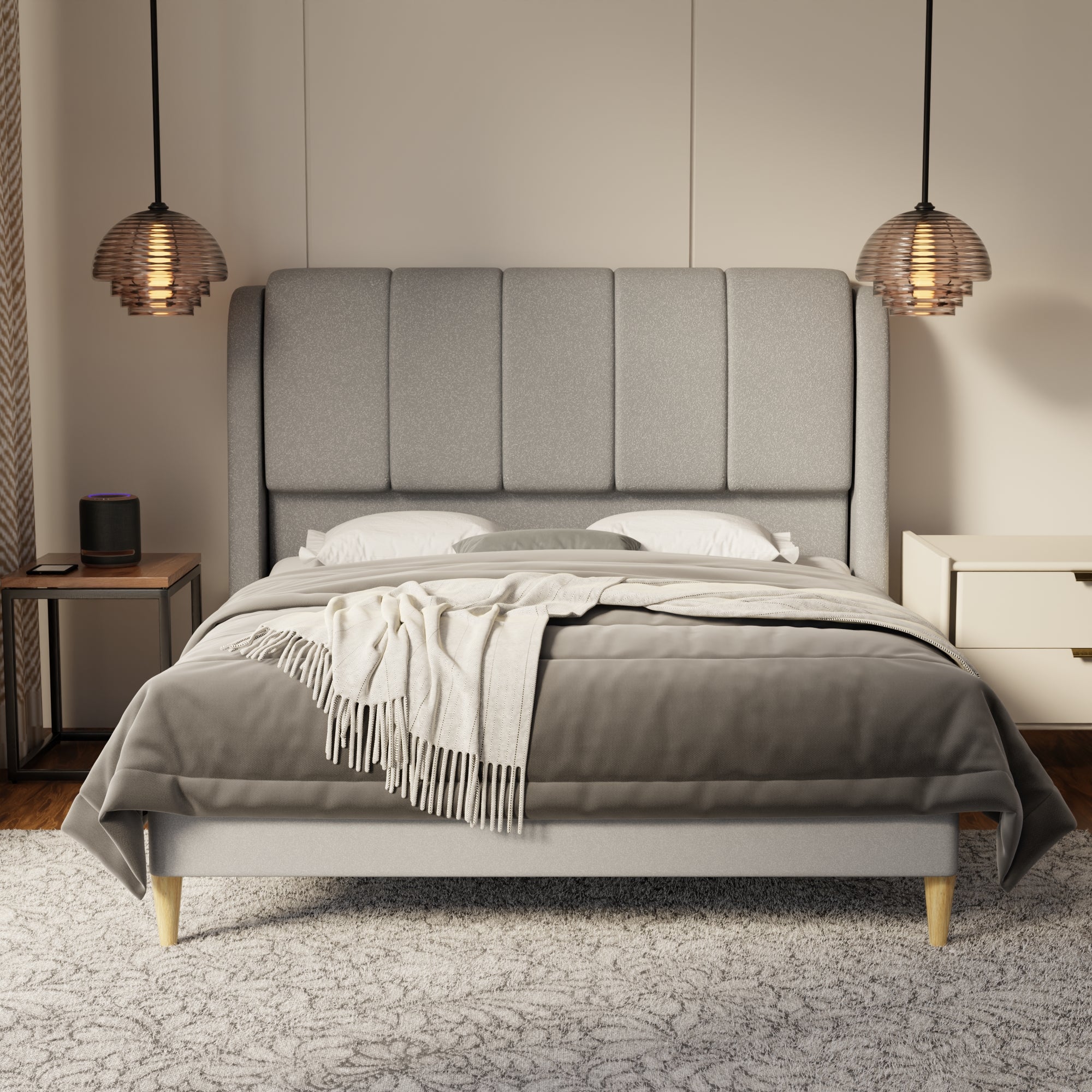 Brinley Fabric Bed Frame (Water Repellent & Pet friendly) by Somnuz
