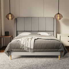 Brinley Fabric Bed Frame (Water Repellent & Pet friendly) by Somnuz
