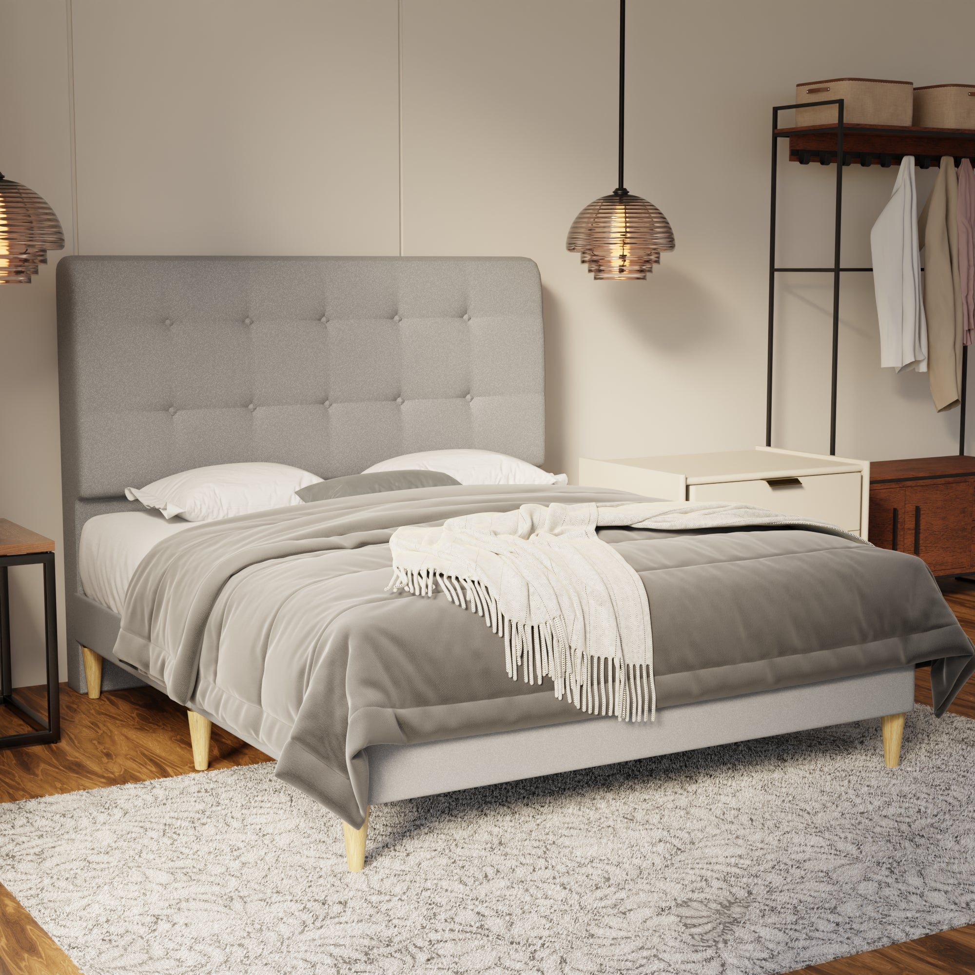 Endora Fabric Bed Frame (Water Repellent & Pet friendly) by Somnuz