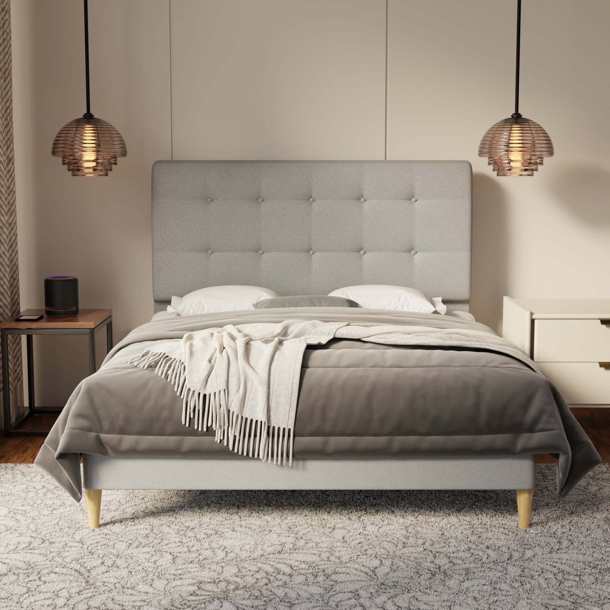 Endora Fabric Bed Frame (Water Repellent & Pet friendly) by Somnuz