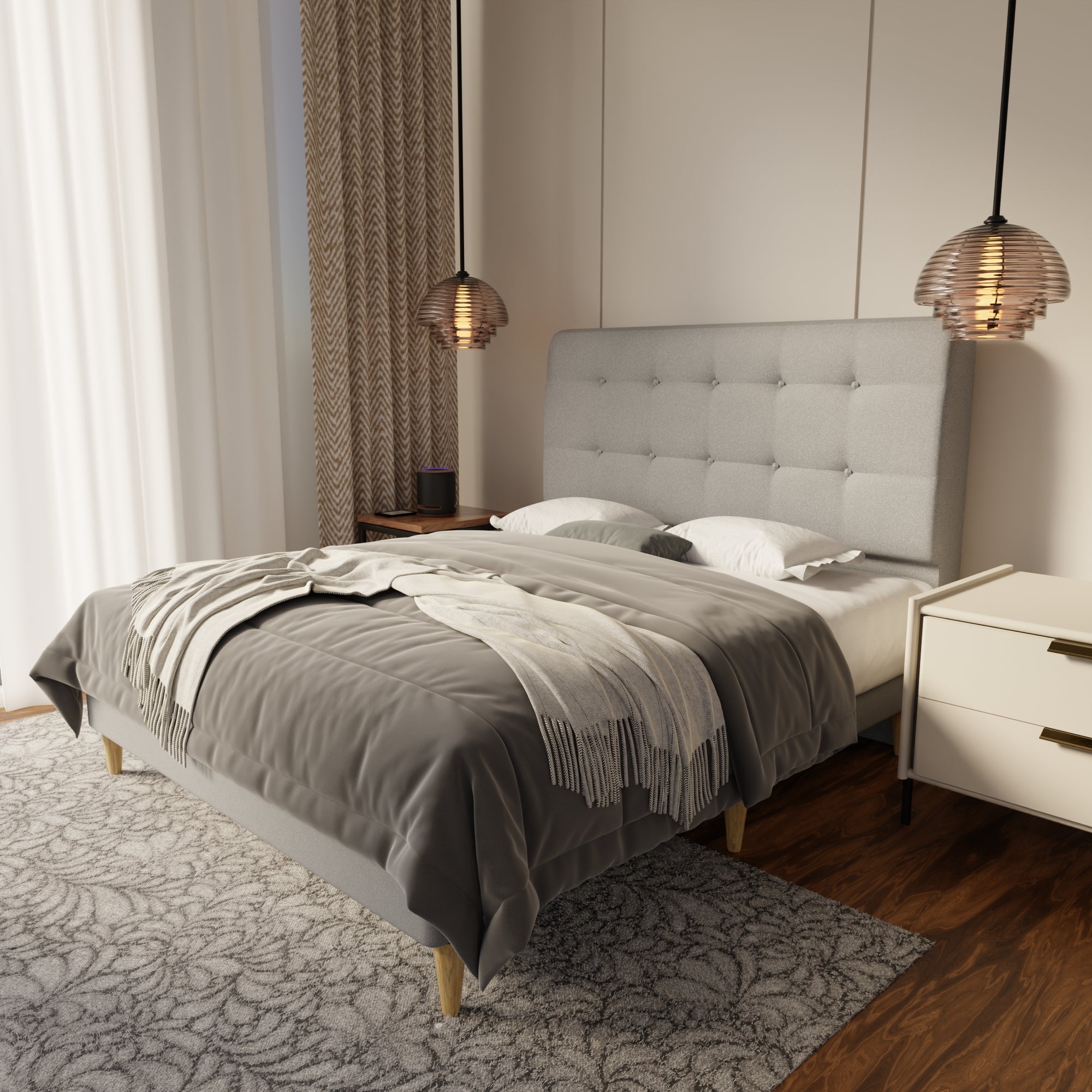 Endora Fabric Bed Frame (Water Repellent & Pet friendly) by Somnuz