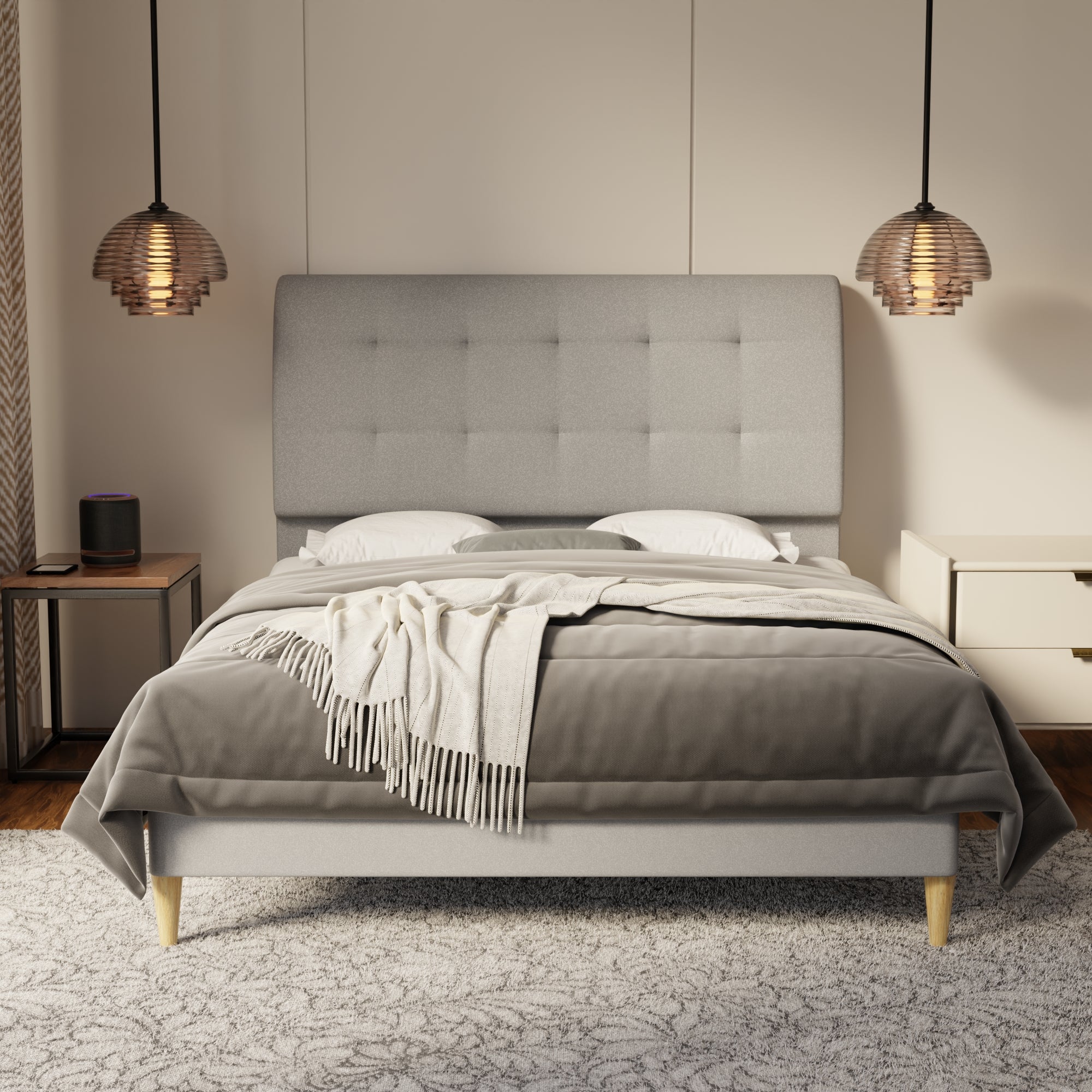 Haldor Fabric Bed Frame (Water Repellent & Pet friendly) by Somnuz