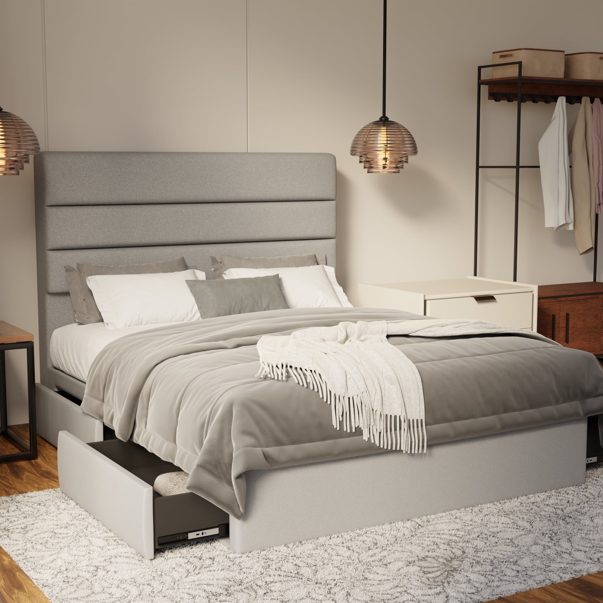 Corlune Fabric Drawer Bed Frame (Water Repellent & Pet friendly) by Somnuz