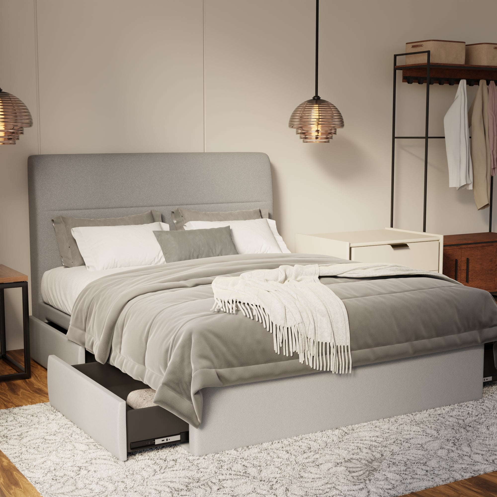 Lysara Fabric Drawer Bed Frame (Water Repellent & Pet friendly) by Somnuz