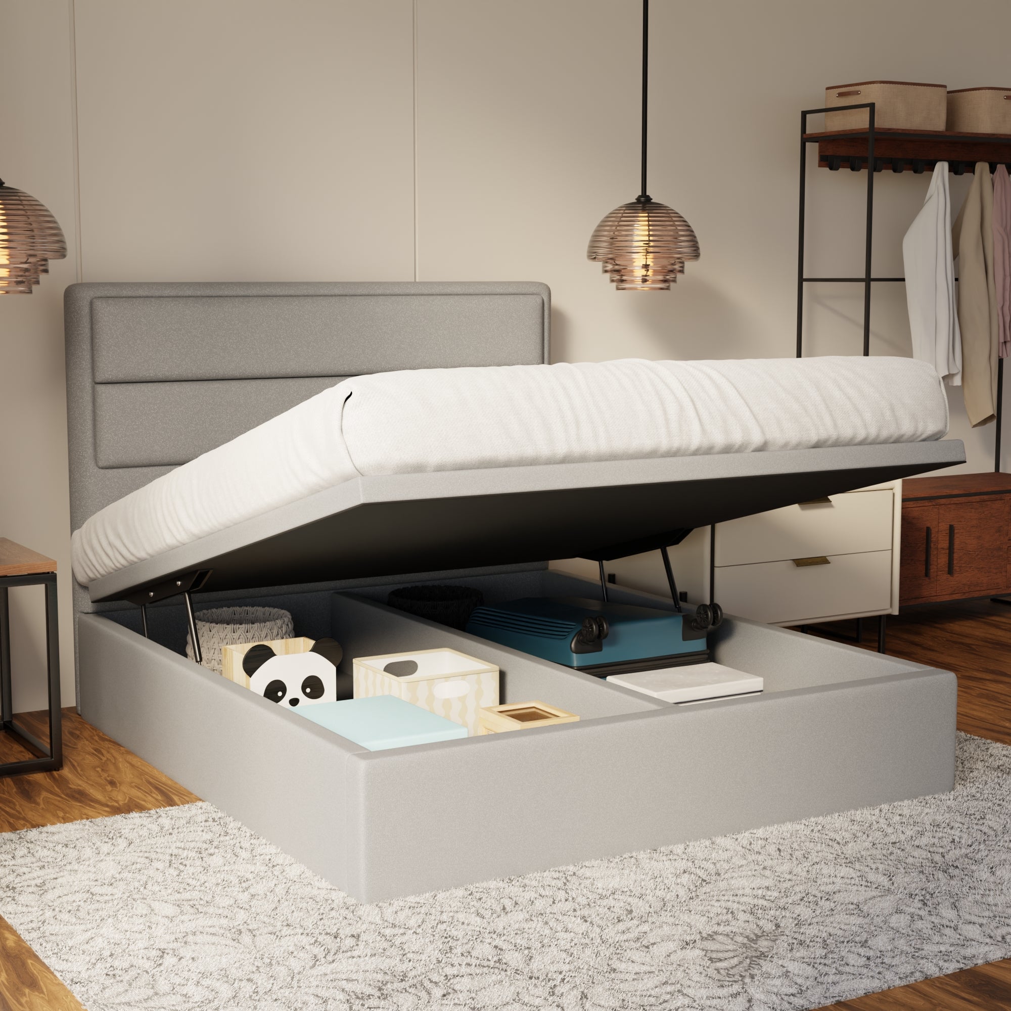 Zorvain Fabric Storage Bed Frame (Water Repellent & Pet Friendly) by Somnuz