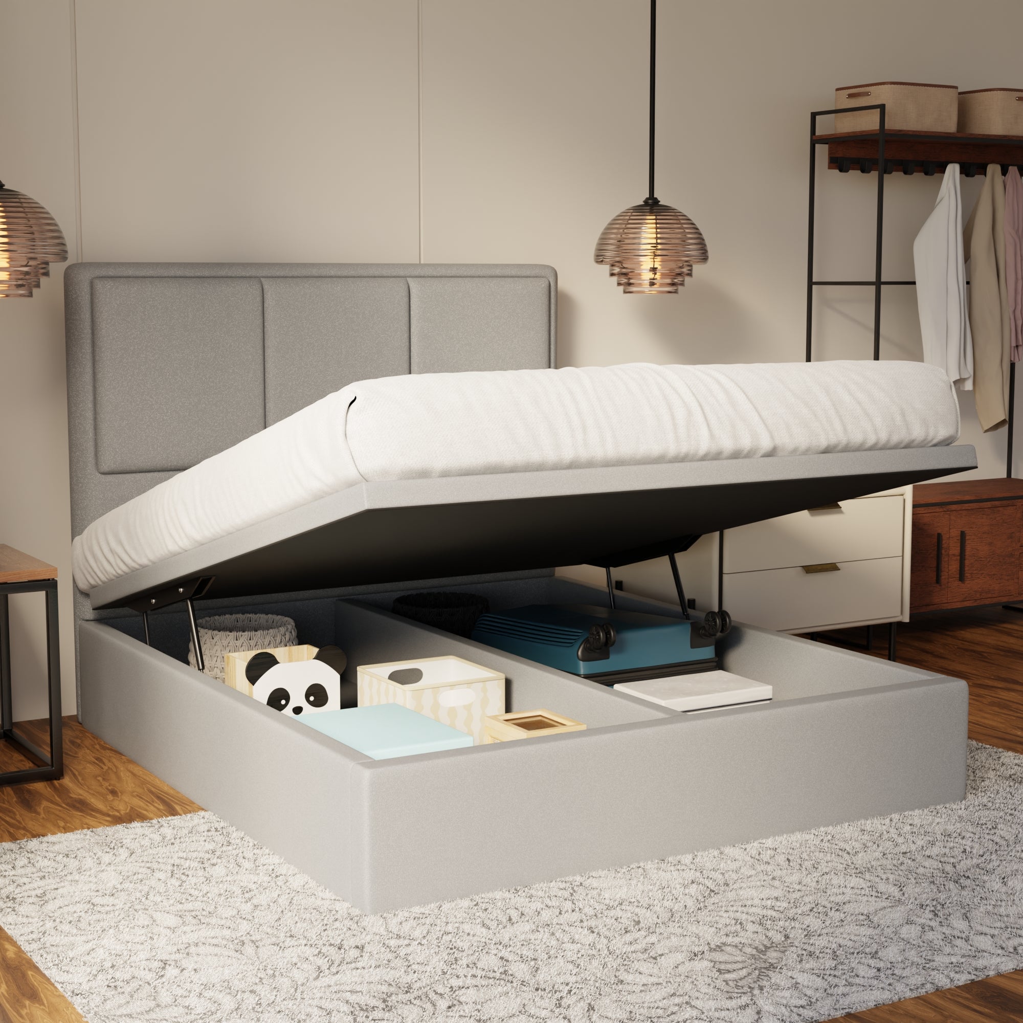 Velmira Fabric Storage Bed Frame (Water Repellent & Pet Friendly) by Somnuz