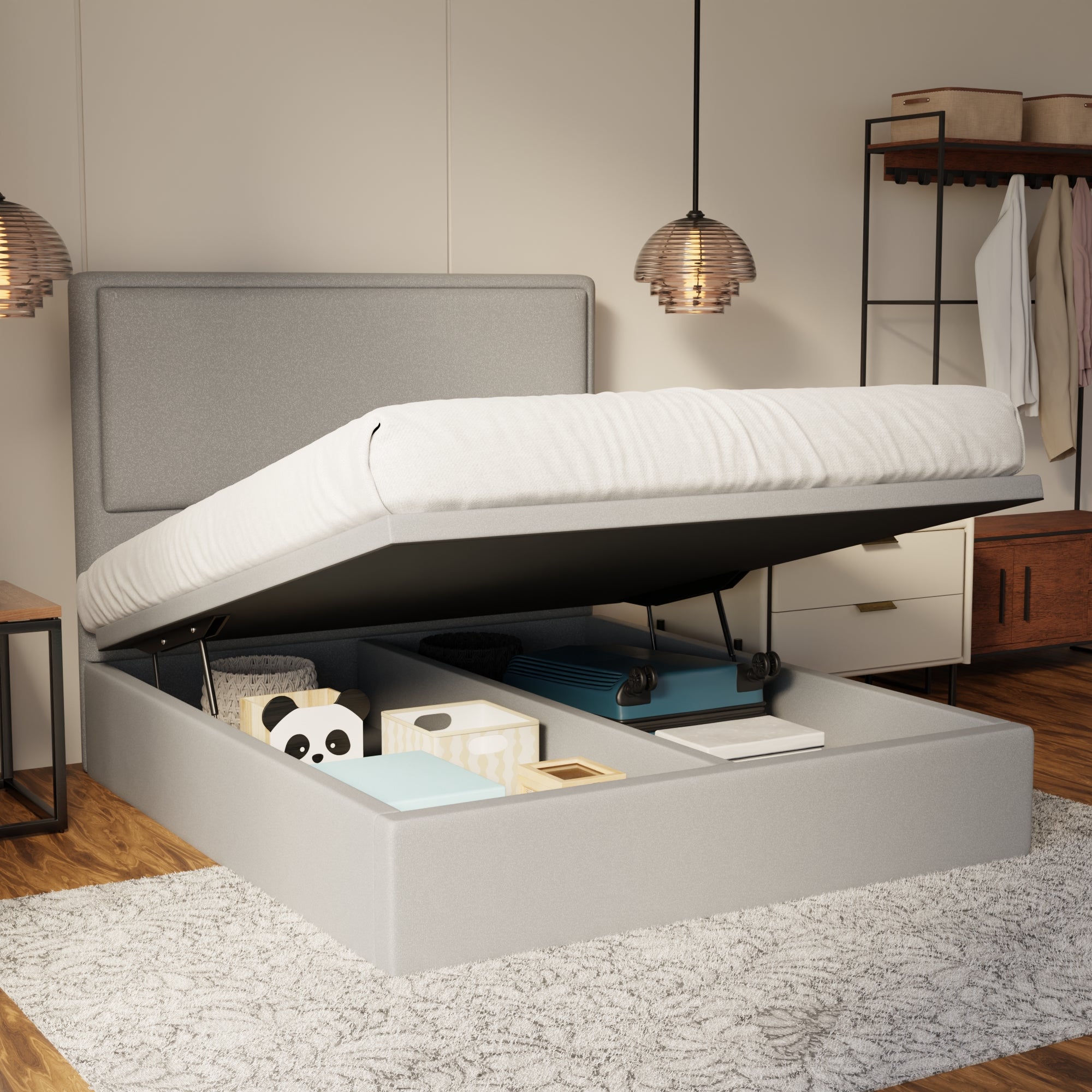 Shiro Fabric Storage Bed Frame (Water Repellent & Pet Friendly) by Somnuz