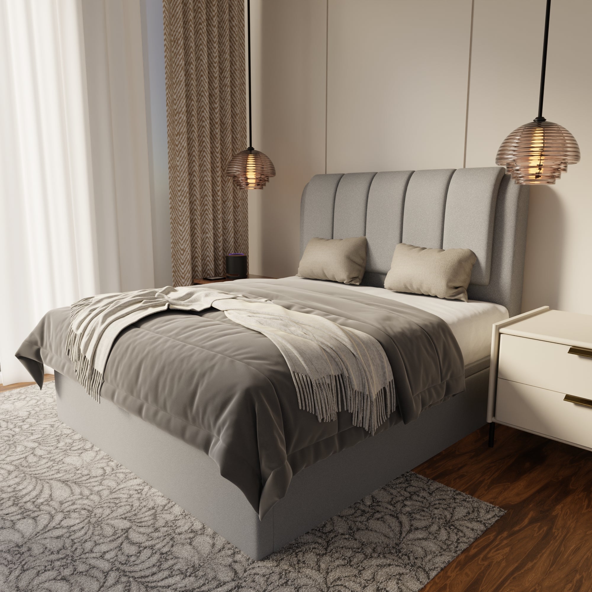 Asteron Fabric Storage Bed Frame (Water Repellent & Pet Friendly) by Somnuz