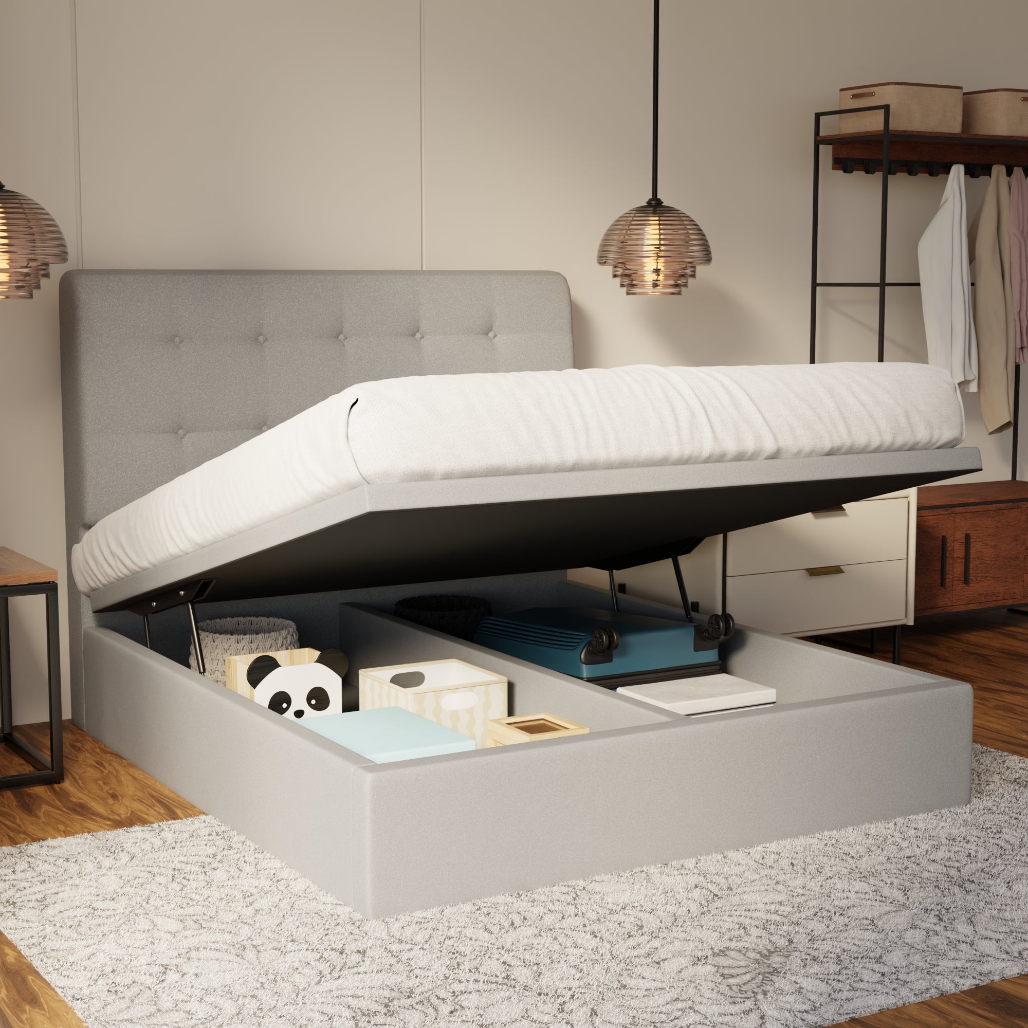 Endora Fabric Storage Bed Frame (Water Repellent & Pet Friendly) by Somnuz
