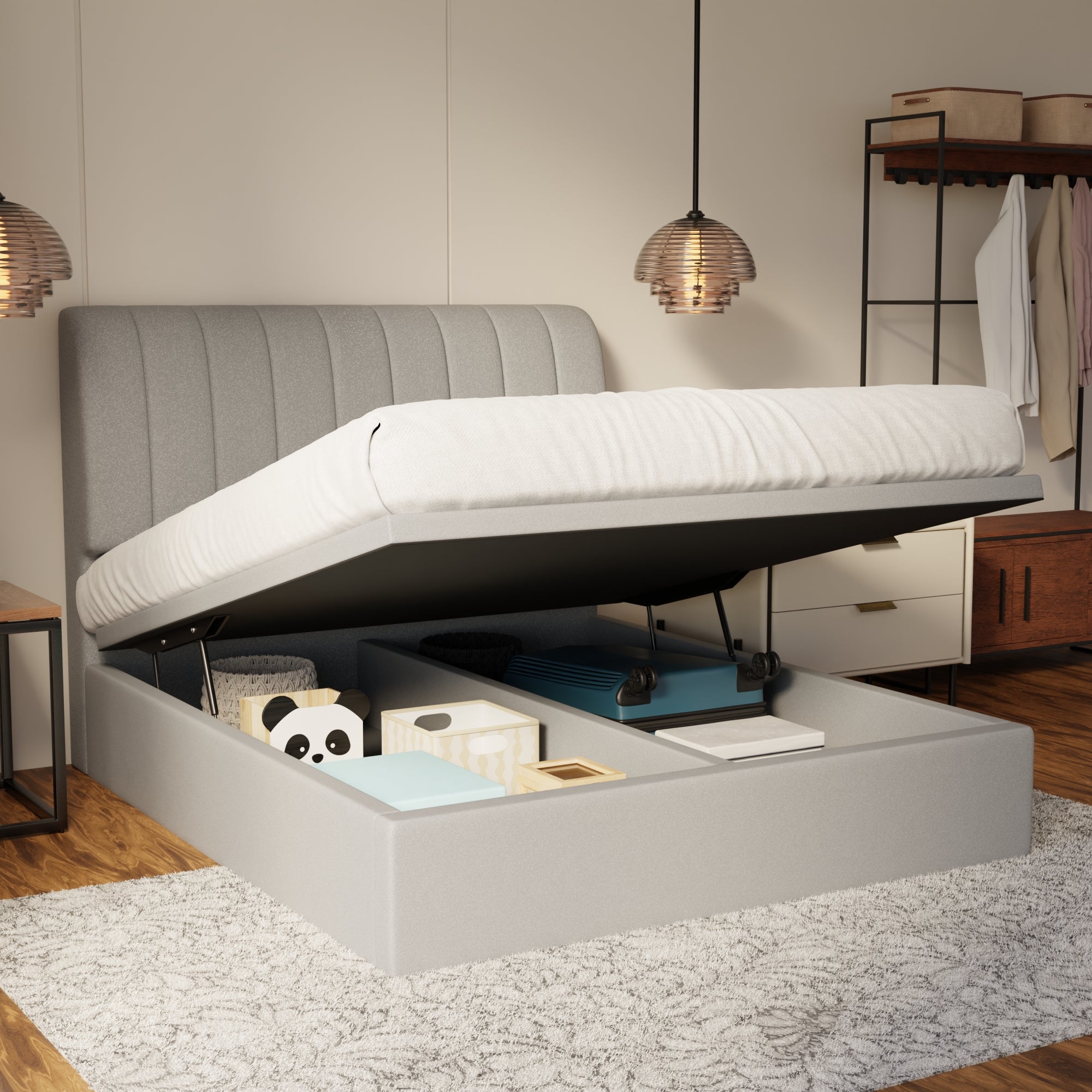 Kuro Fabric Storage Bed Frame (Water Repellent & Pet Friendly) by Somnuz
