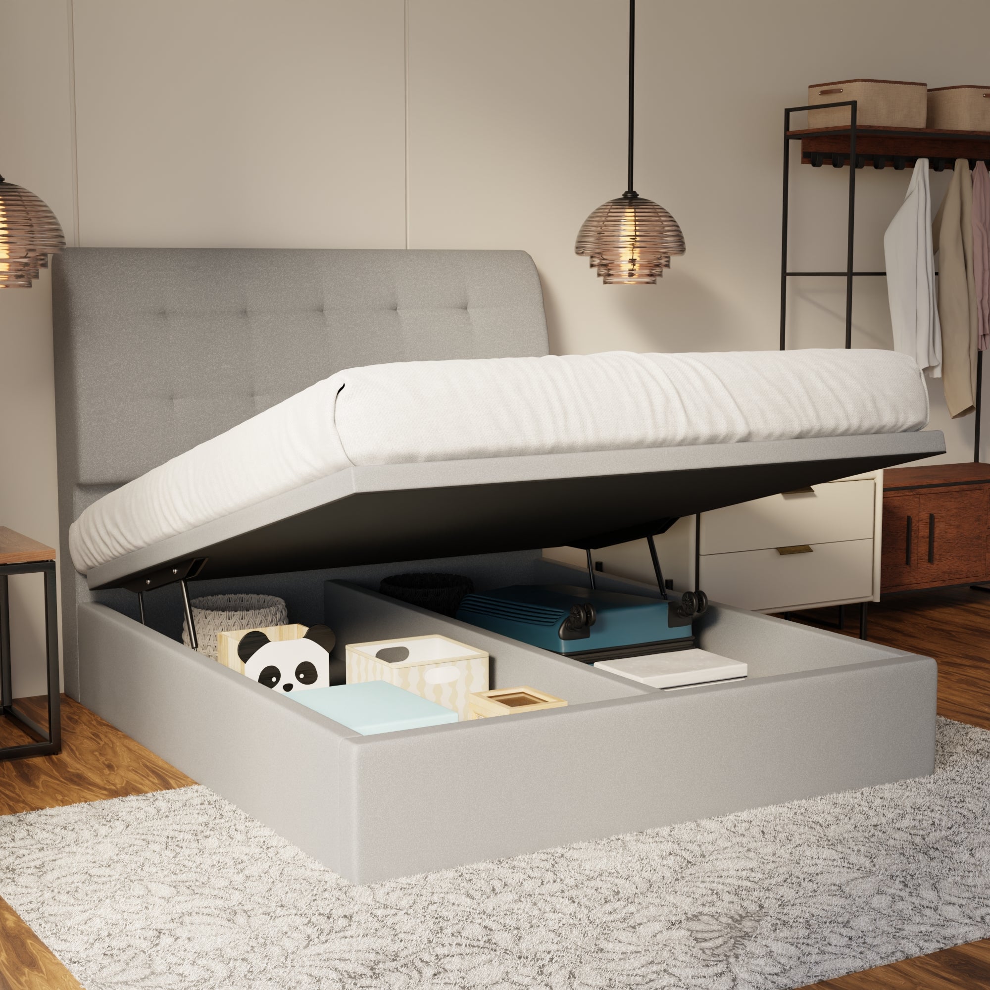 Haldor Fabric Storage Bed Frame (Water Repellent & Pet Friendly) by Somnuz
