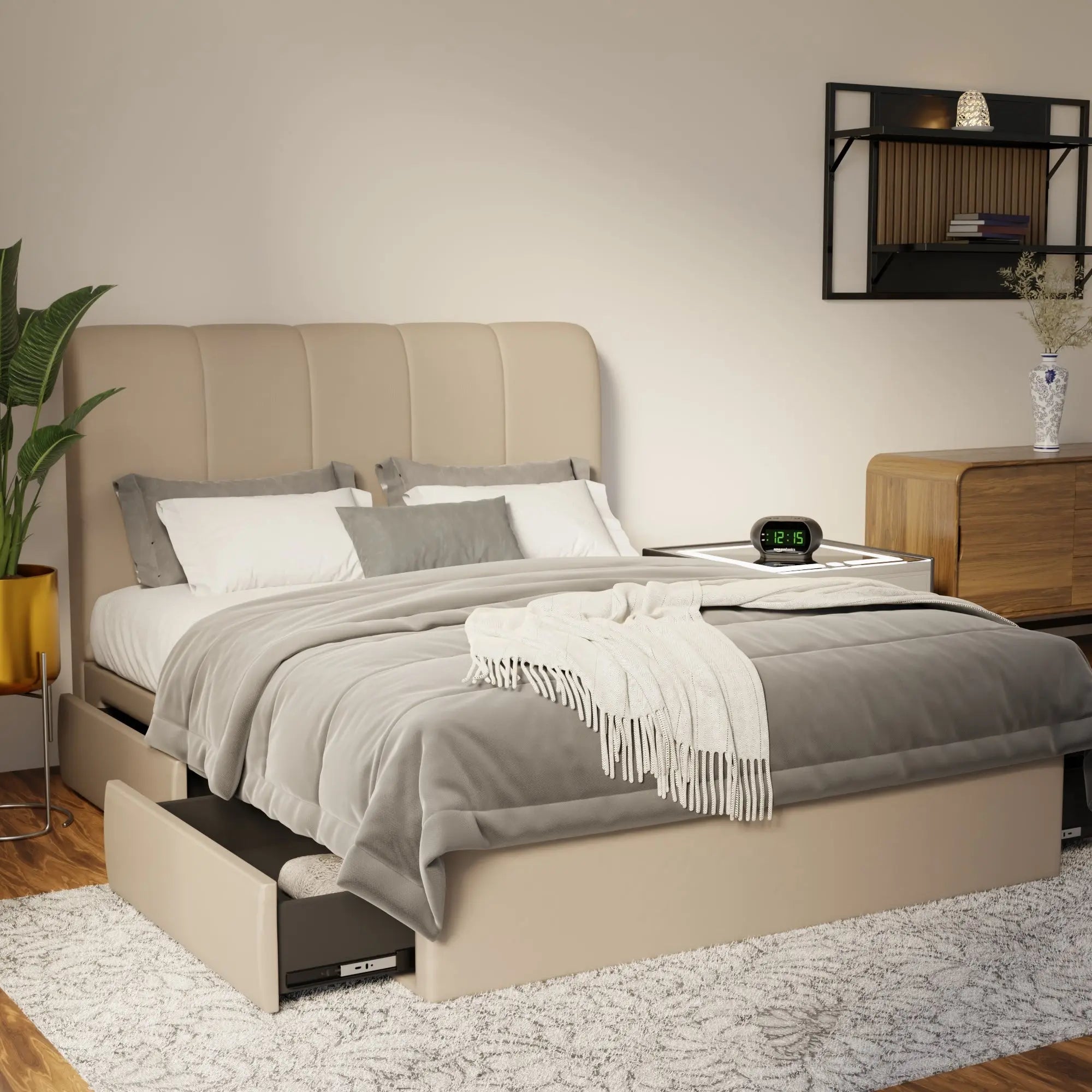 Caldrin Faux Leather Drawer Bed Frame (Pet Friendly) by Somnuz KH