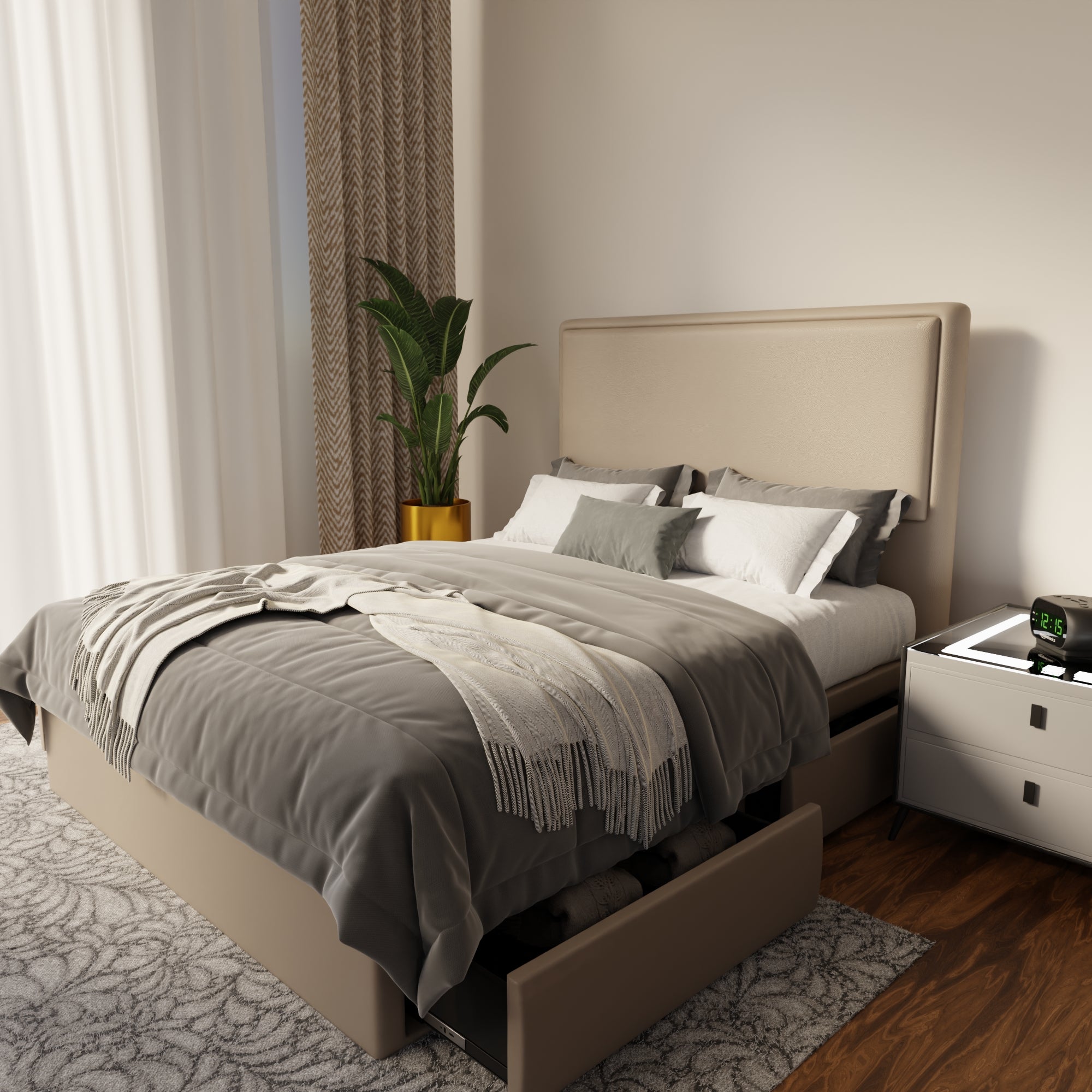 Shiro Faux Leather Drawer Bed Frame (Pet Friendly)