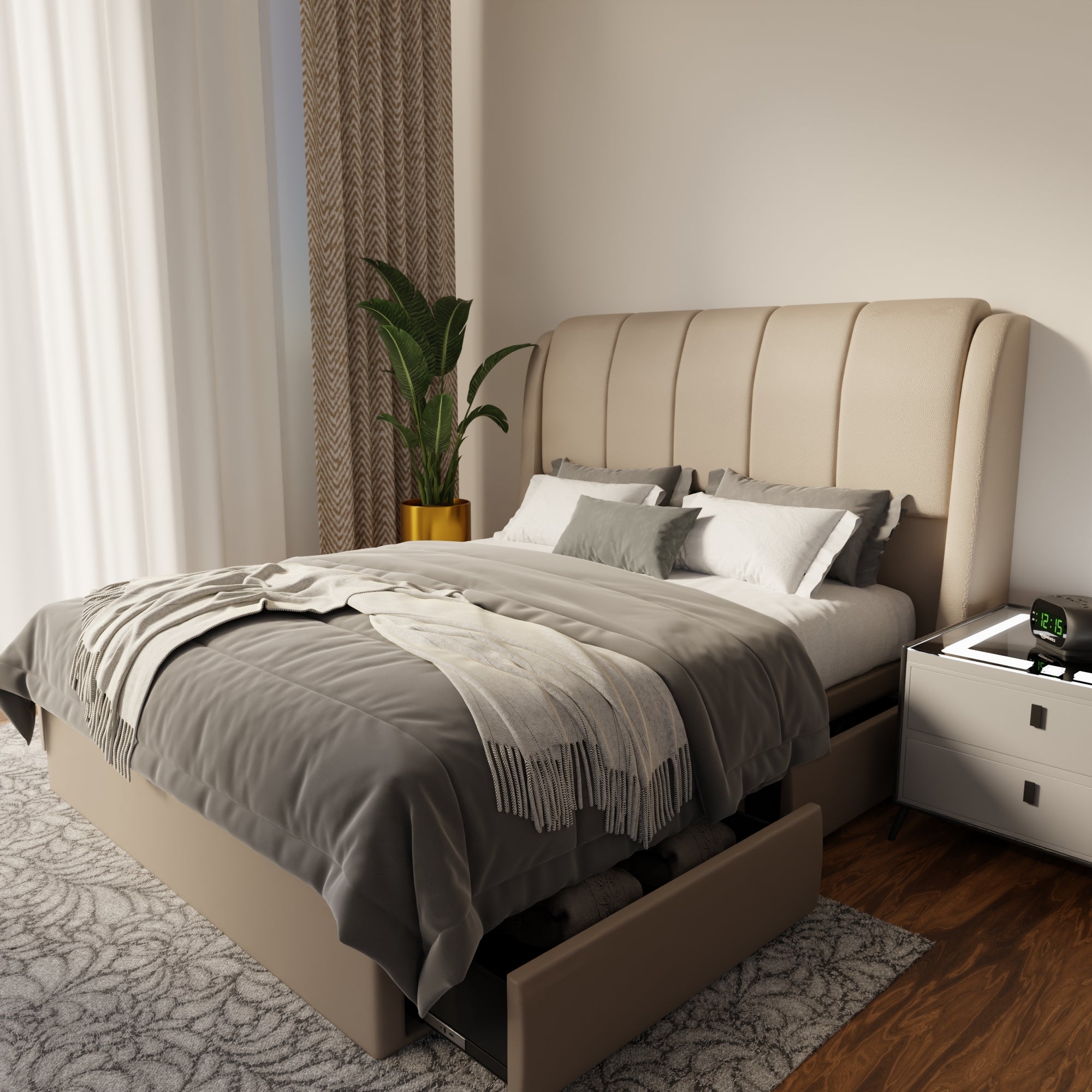 Brinley Faux Leather Drawer Bed Frame (Pet Friendly)