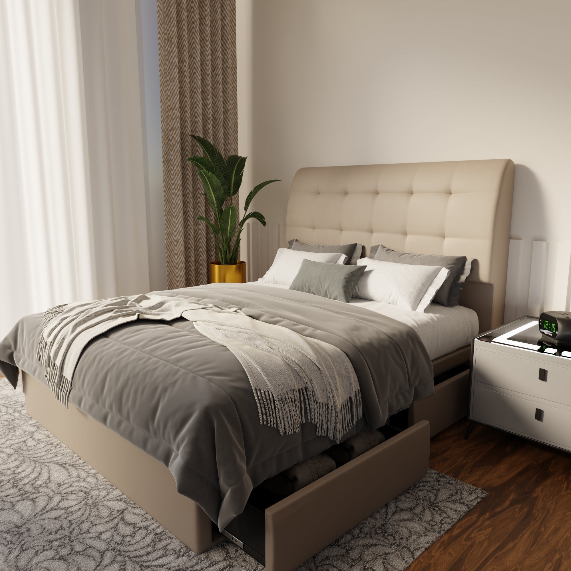 Haldor Faux Leather Drawer Bed Frame (Pet Friendly)