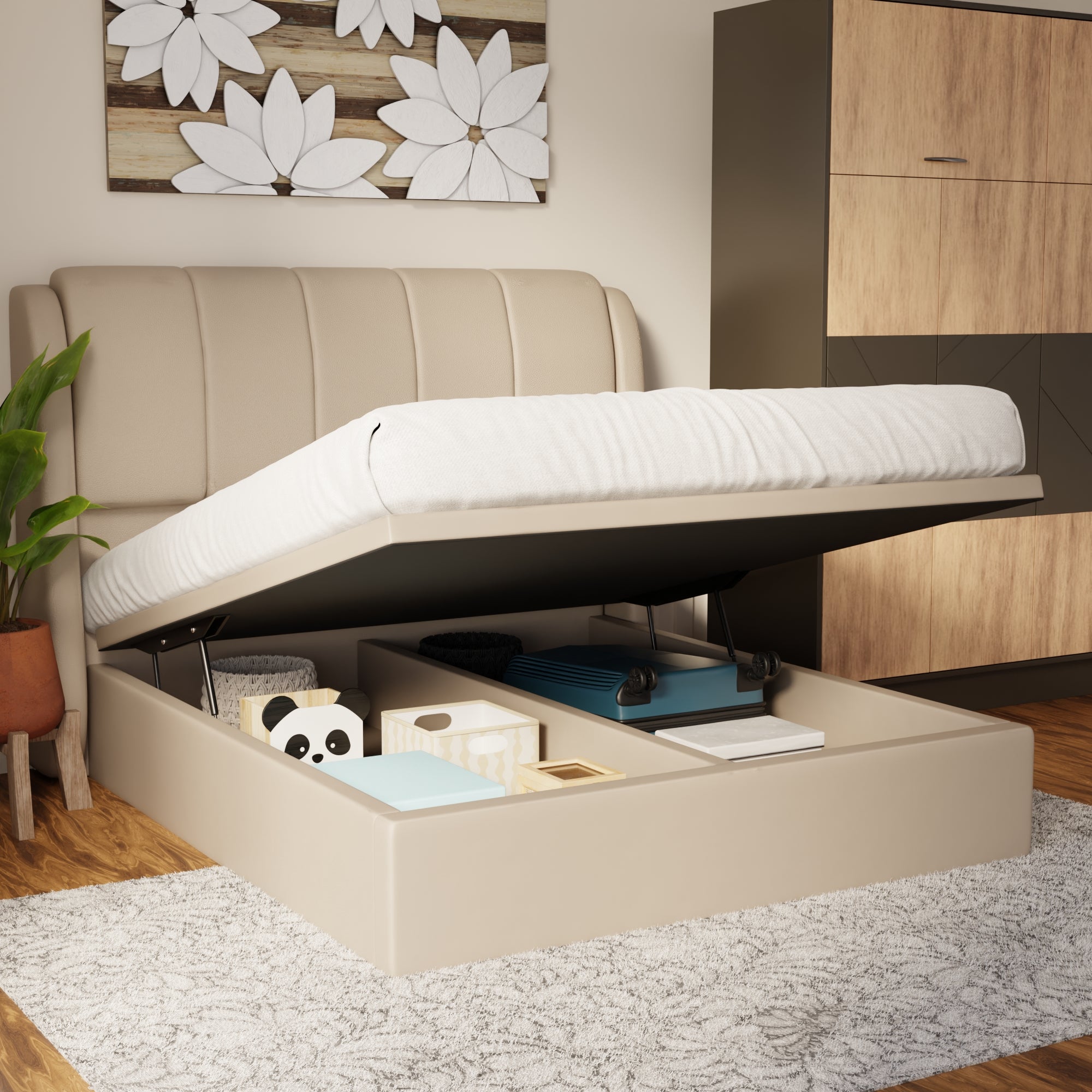 Brinley Faux Leather Storage Bed Frame (Pet Friendly) by Somnuz