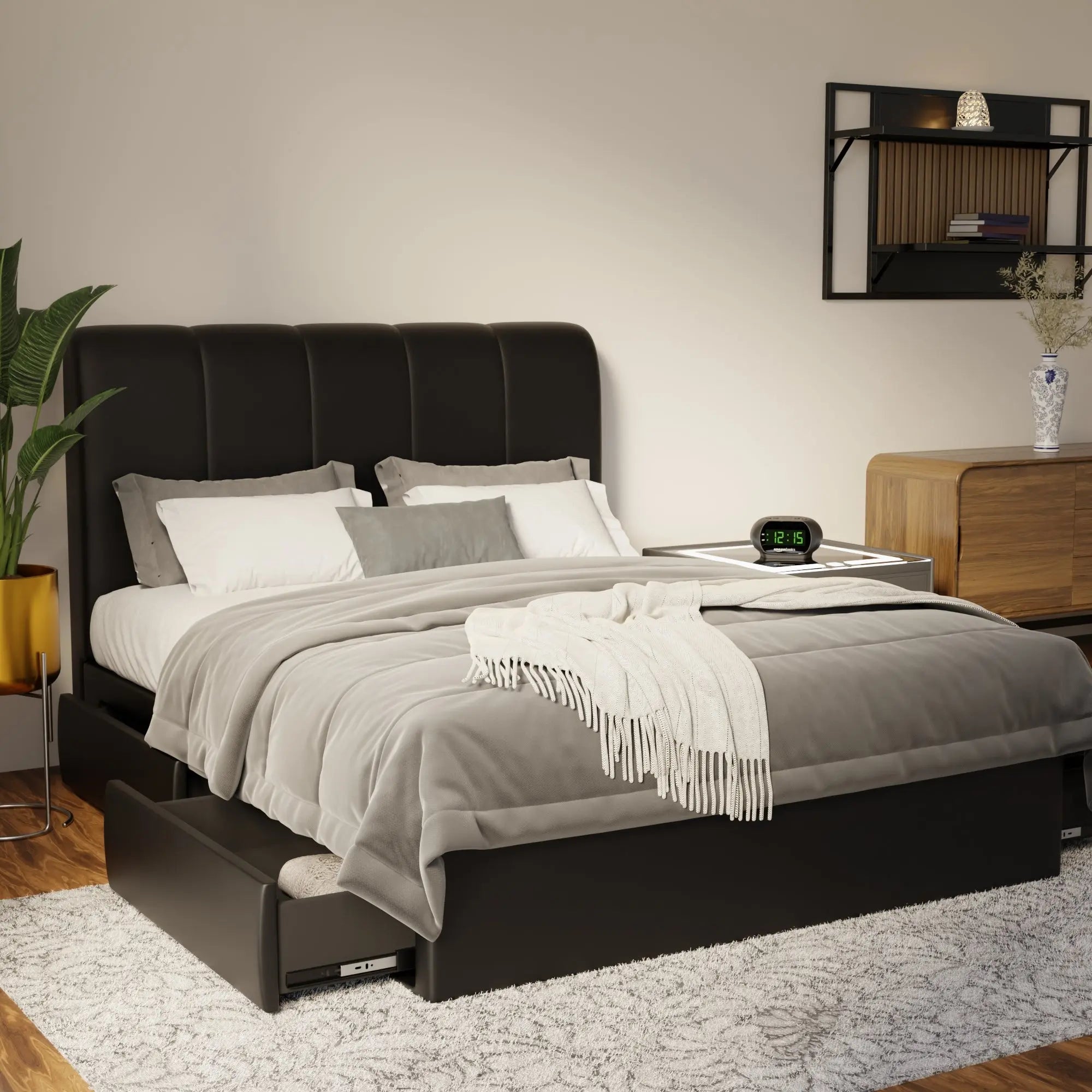 Caldrin Faux Leather Drawer Bed Frame (Pet Friendly) by Somnuz KH