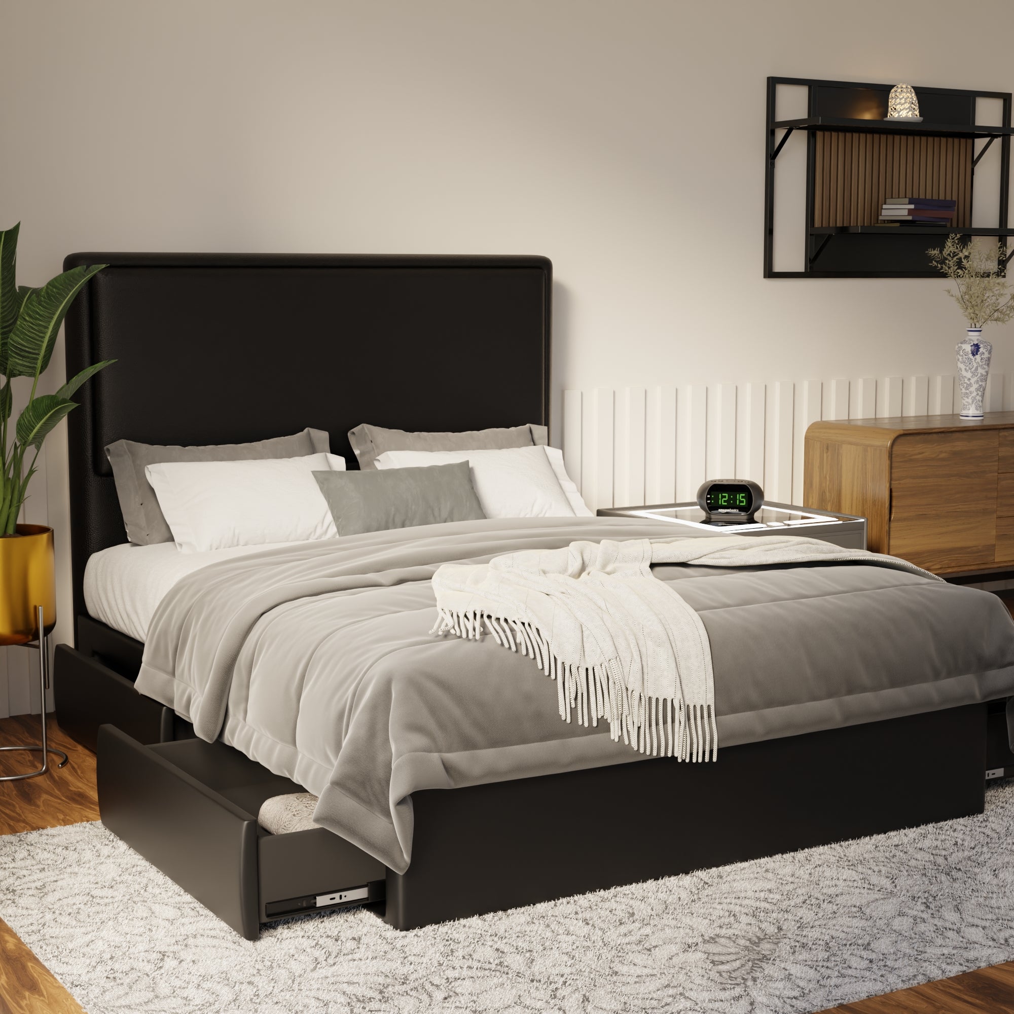 Shiro Faux Leather Drawer Bed Frame (Pet Friendly)