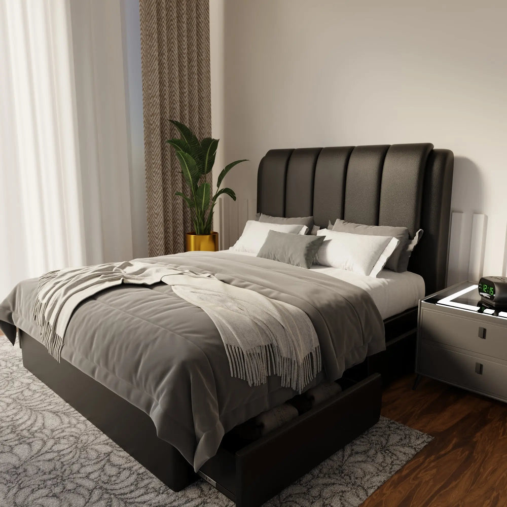 Asteron Faux Leather Drawer Bed Frame (Pet Friendly) by Somnuz KH