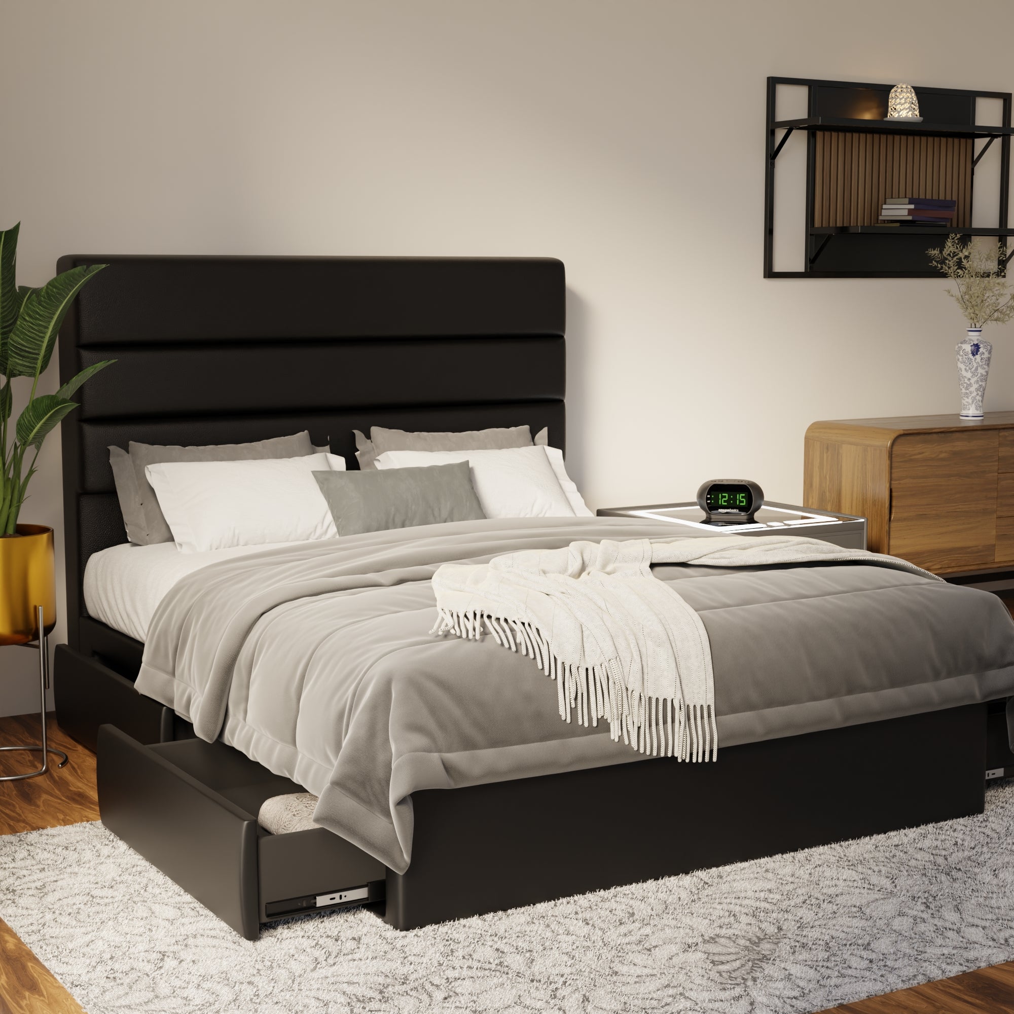 Corlune Faux Leather Drawer Bed Frame (Pet Friendly)