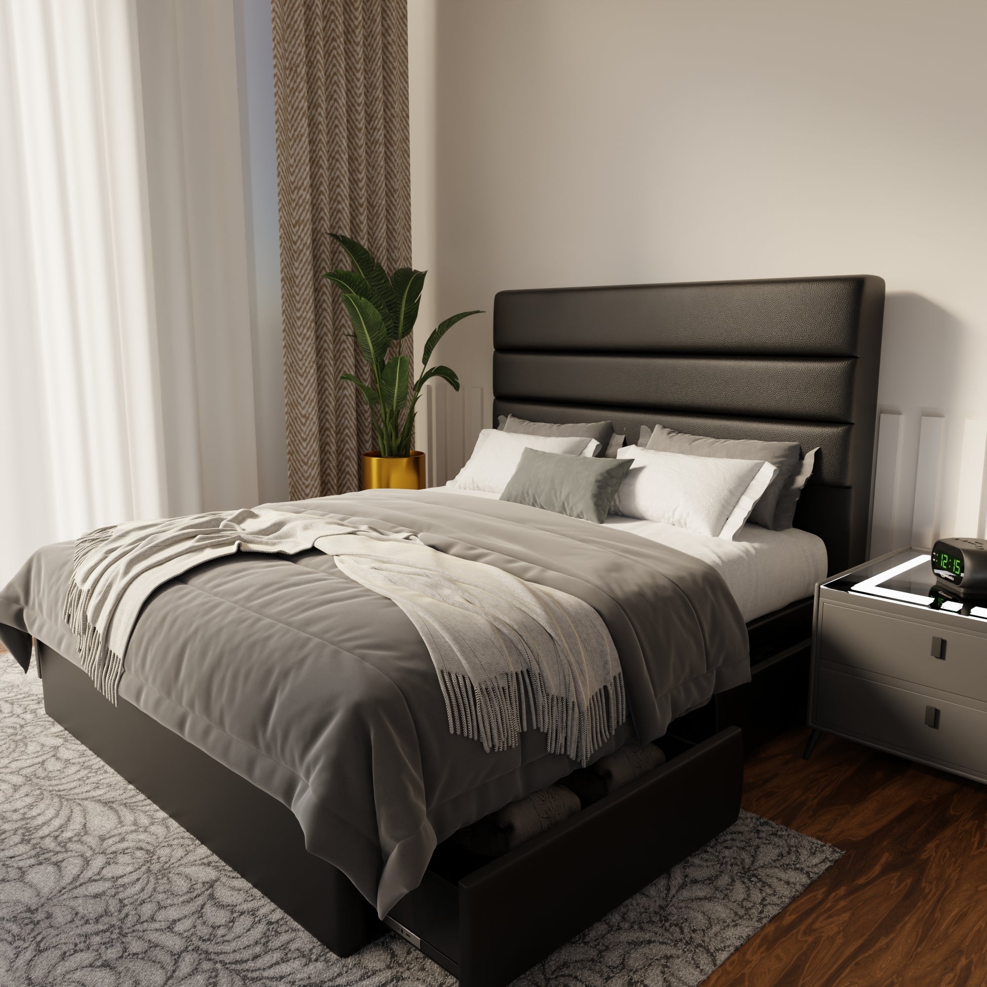 Corlune Faux Leather Drawer Bed Frame (Pet Friendly)