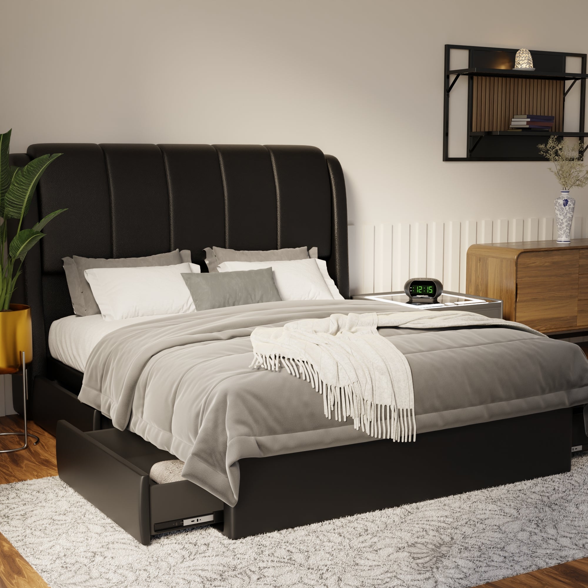Brinley Faux Leather Drawer Bed Frame (Pet Friendly)