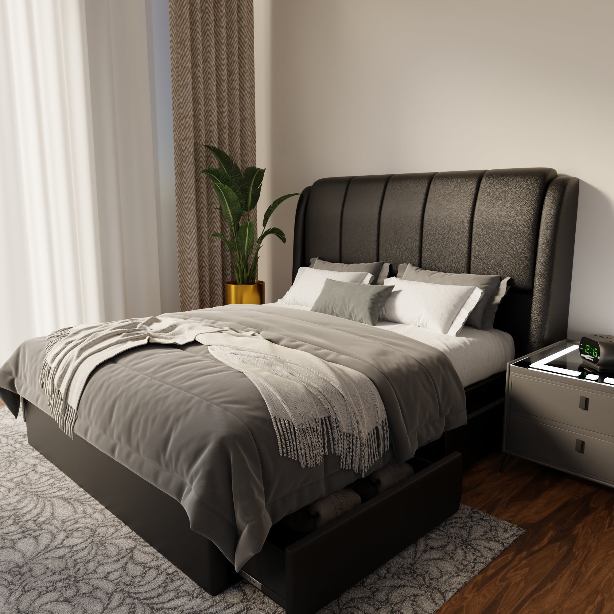 Brinley Faux Leather Drawer Bed Frame (Pet Friendly)