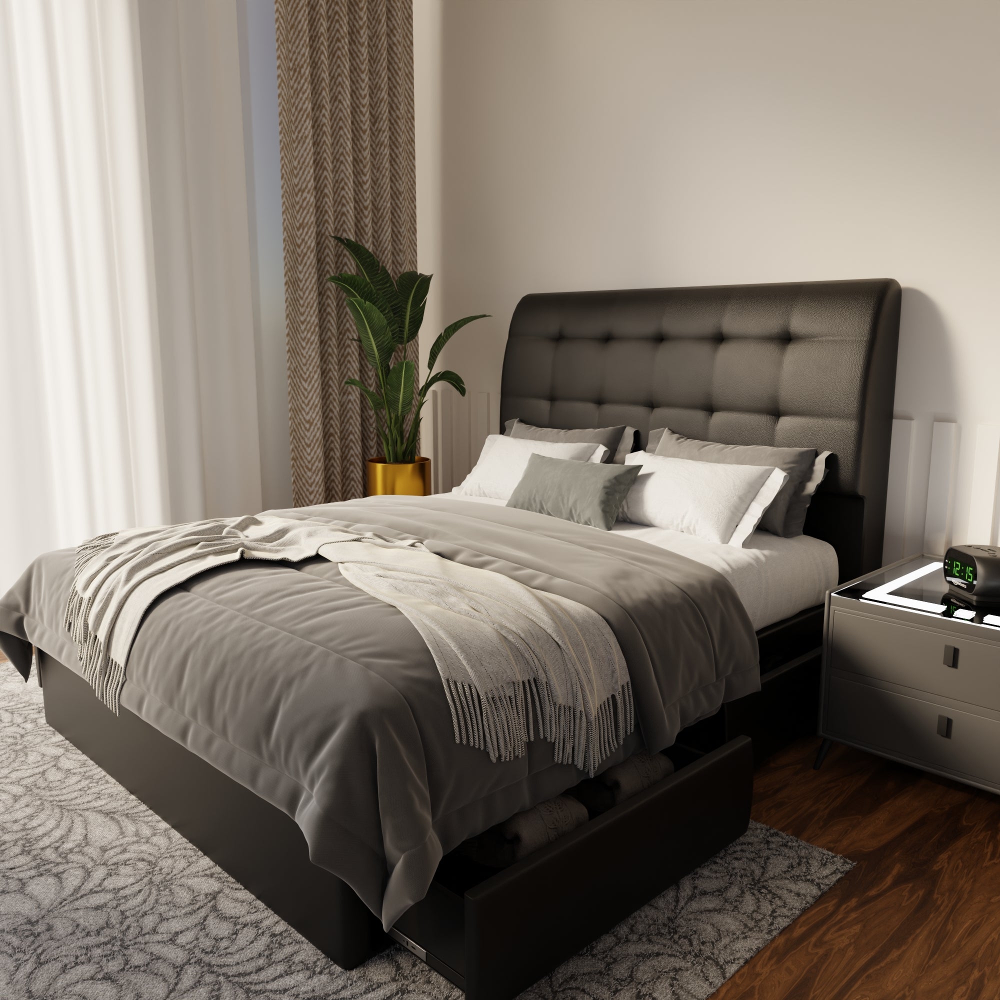 Haldor Faux Leather Drawer Bed Frame (Pet Friendly)