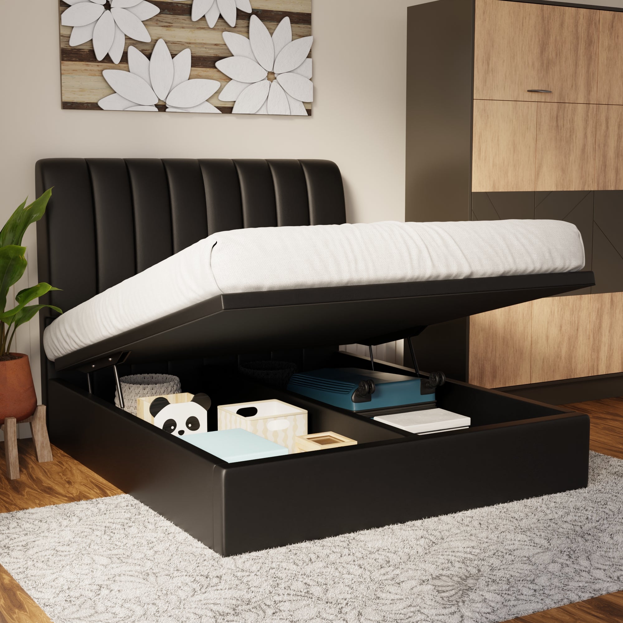 Trevino Faux Leather Storage Bed Frame (Pet Friendly) by Somnuz