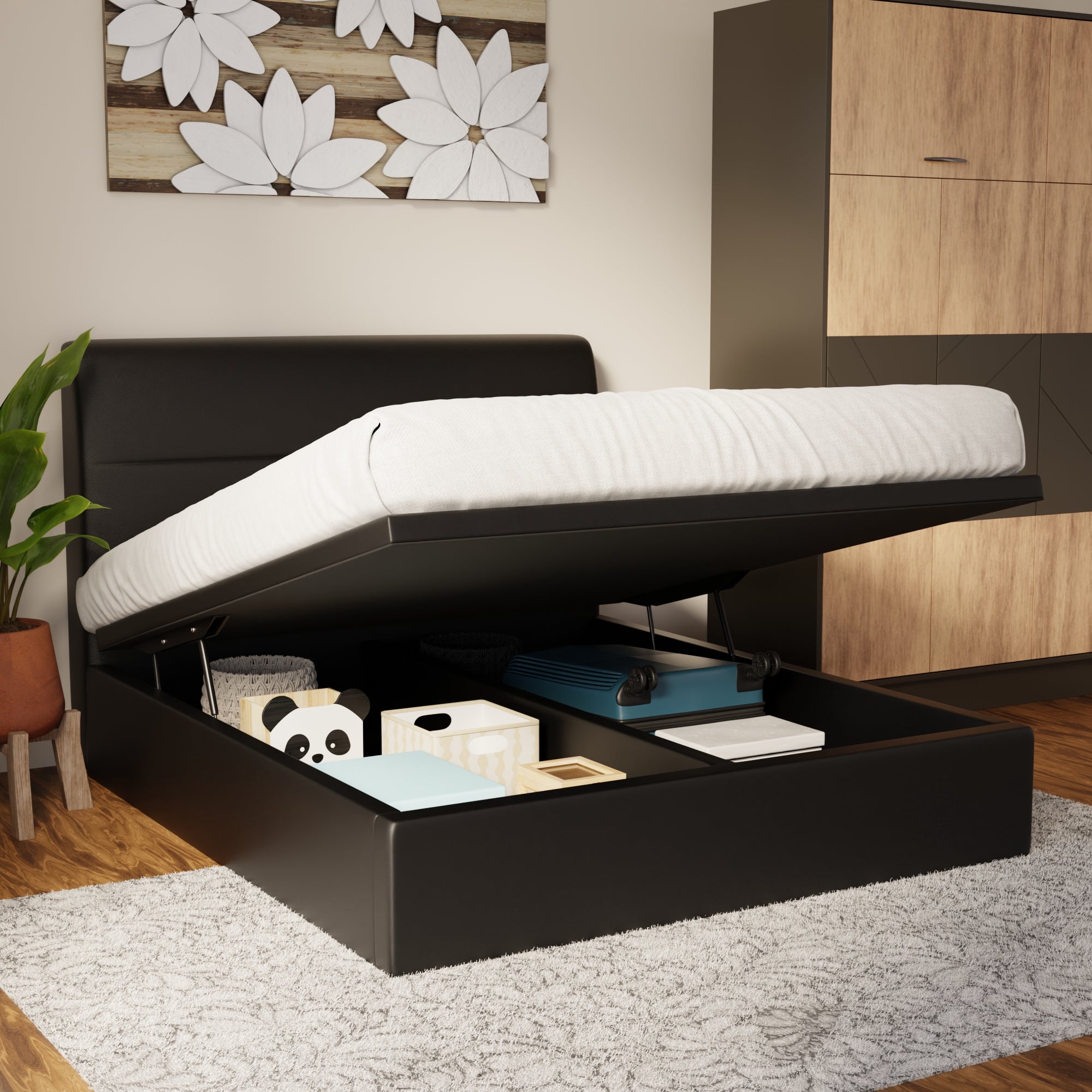 Lysara Faux Leather Storage Bed Frame (Pet Friendly) by Somnuz