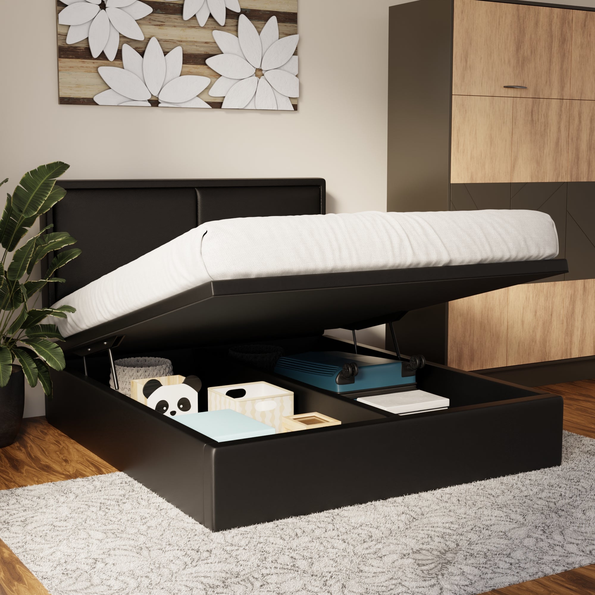 Bravelle Faux Leather Storage Bed Frame (Pet Friendly) by Somnuz