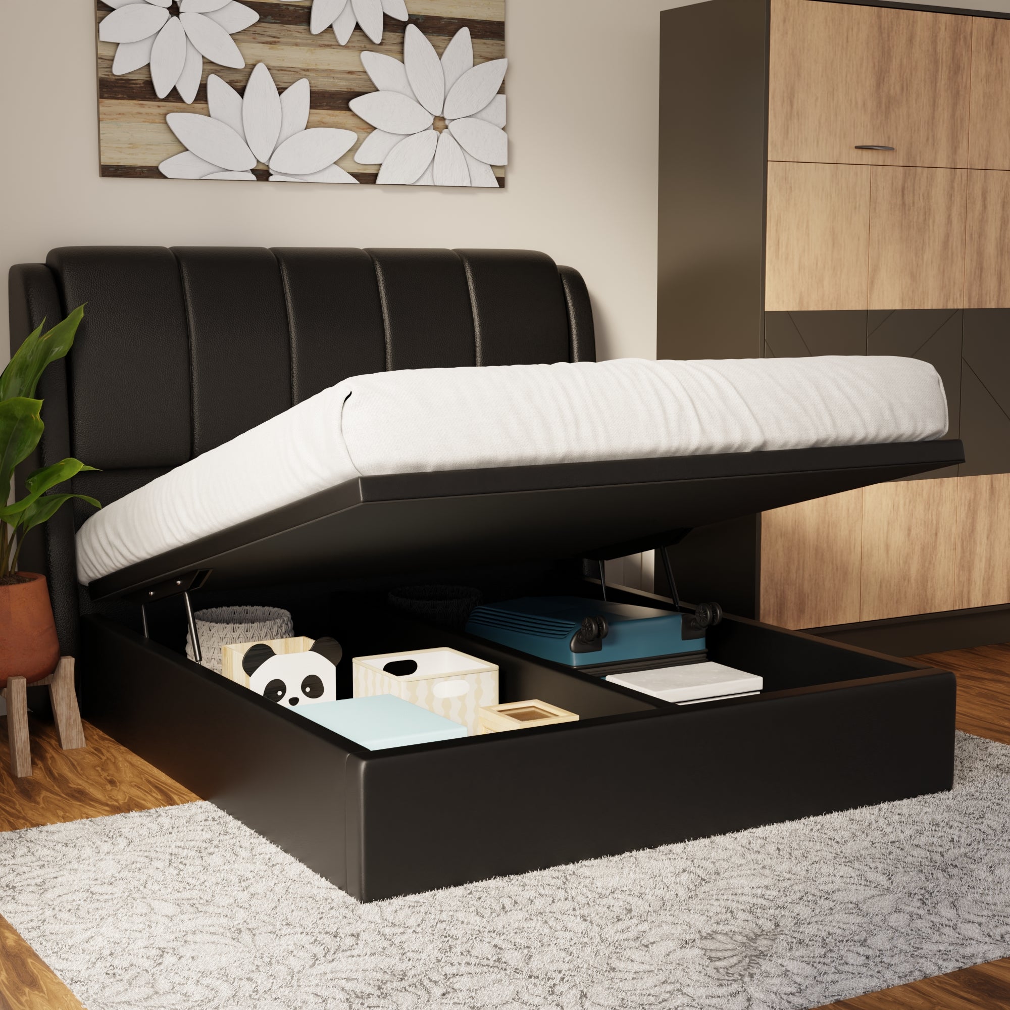 Brinley Faux Leather Storage Bed Frame (Pet Friendly) by Somnuz