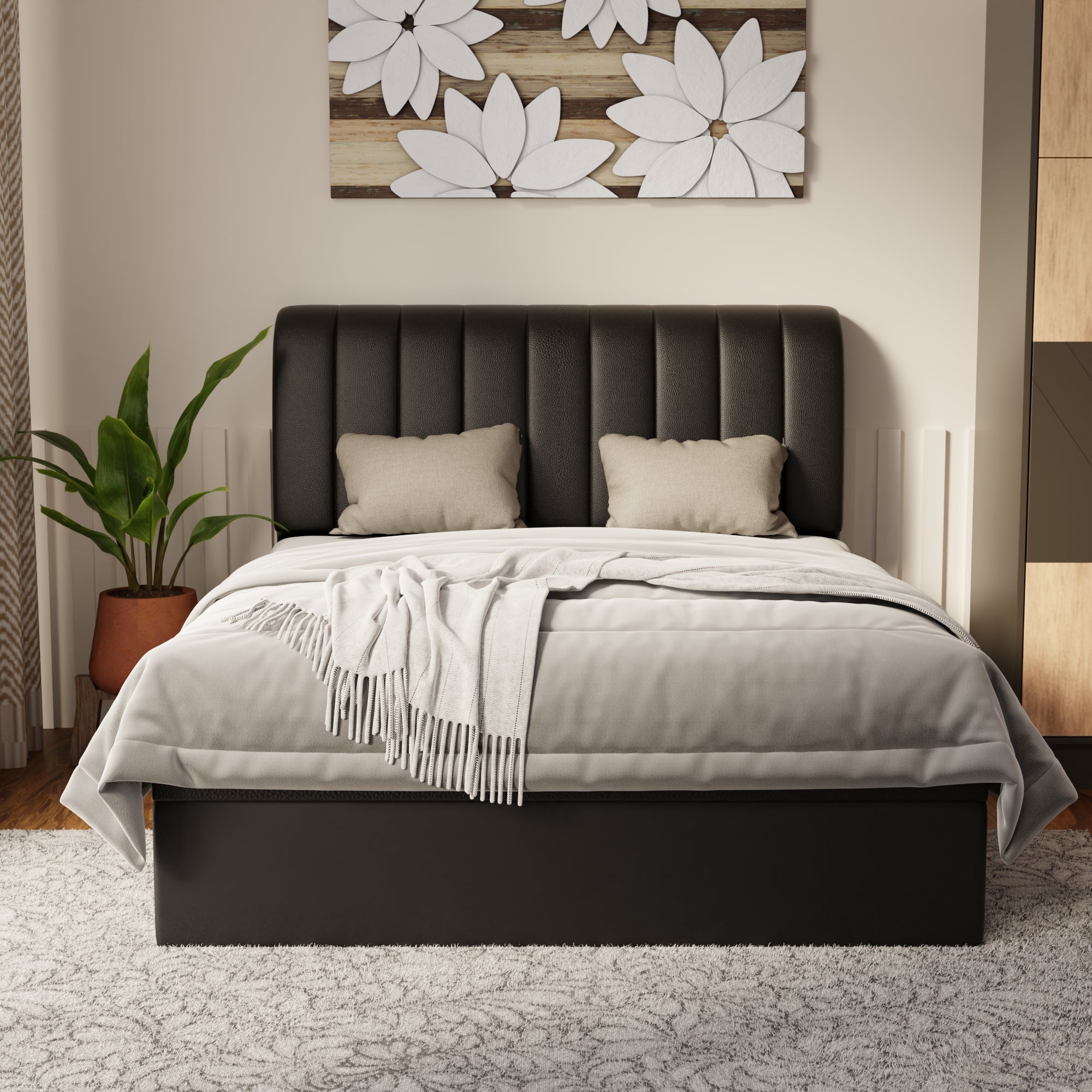 Kuro Faux Leather Storage Bed Frame (Pet Friendly) by Somnuz