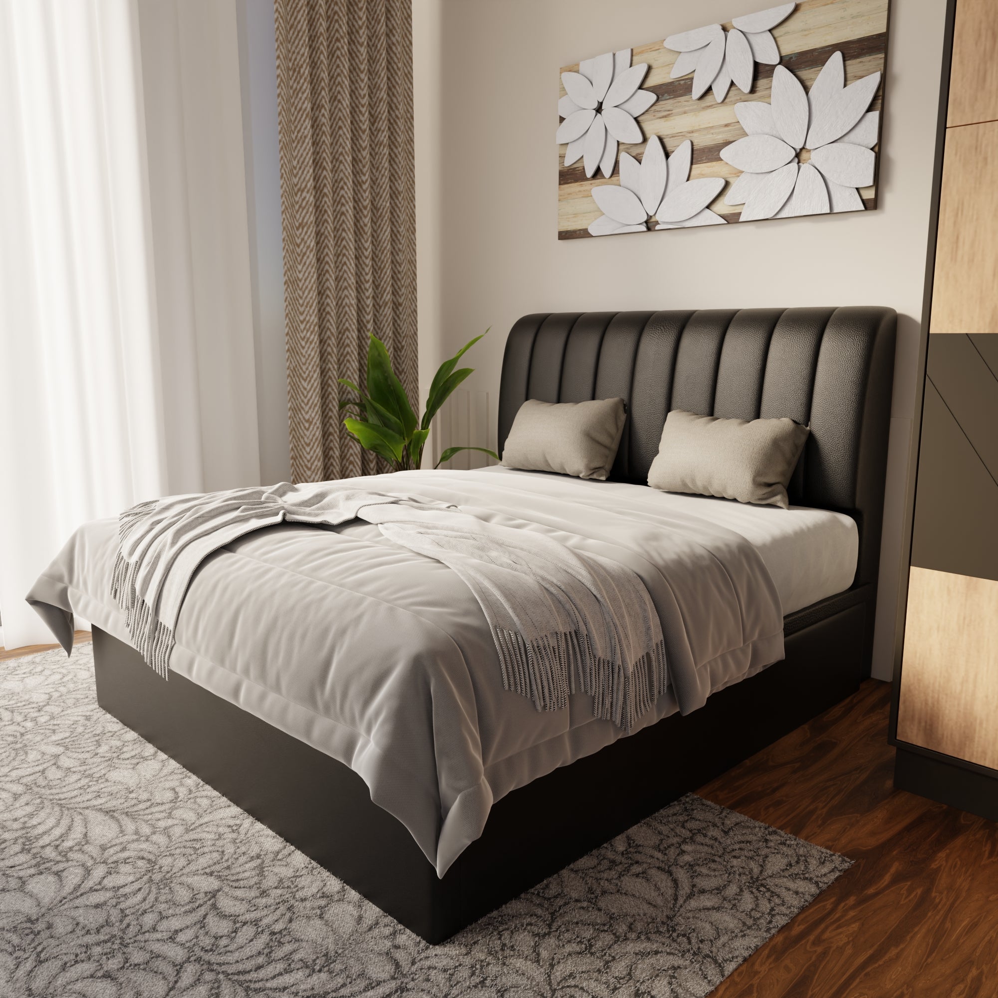 Kuro Faux Leather Storage Bed Frame (Pet Friendly) by Somnuz