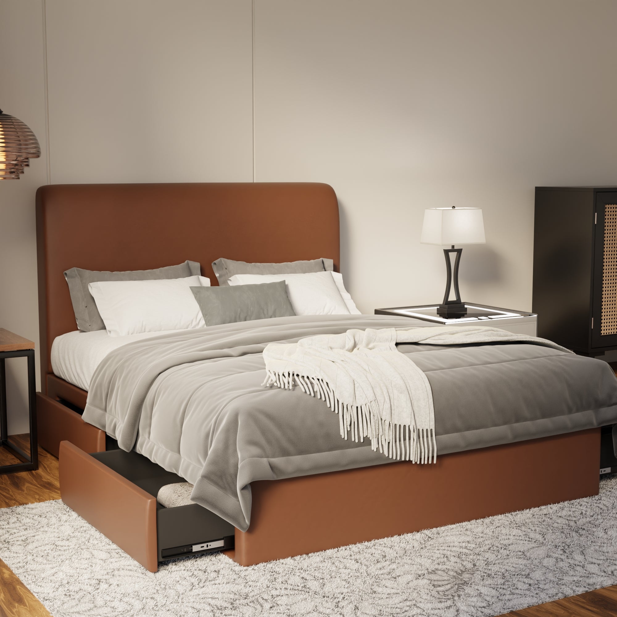 Vintaro Fabric Drawer Bed Frame (Water Repellent & Pet friendly) by Somnuz